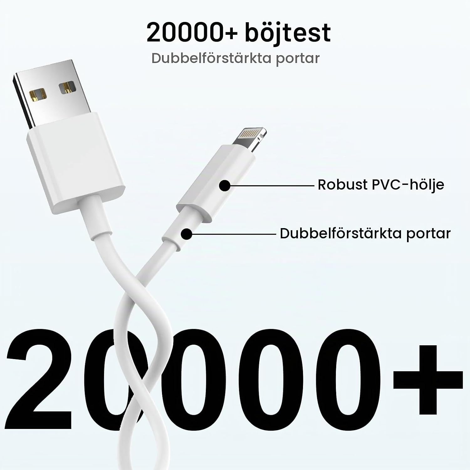 Detalle de Bamkey iPhone Lightning-kabel, 2-pack med 1 m längd och MFi-certifiering