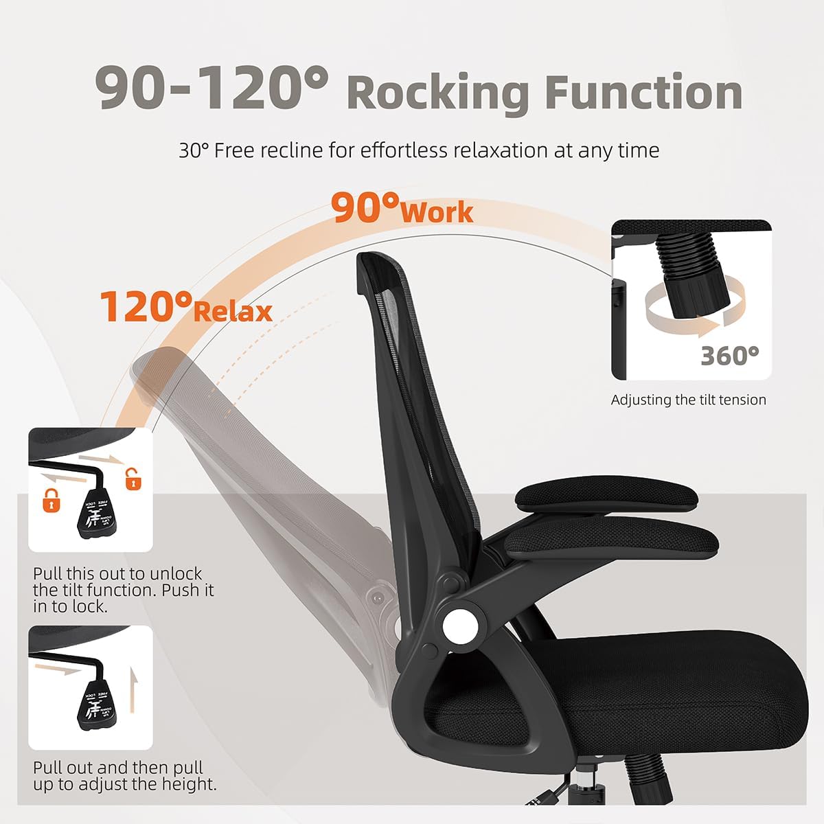 Detalle 2 de Flysky FS-2004BK Ergonomic Mesh Office Chair with Lumbar Support