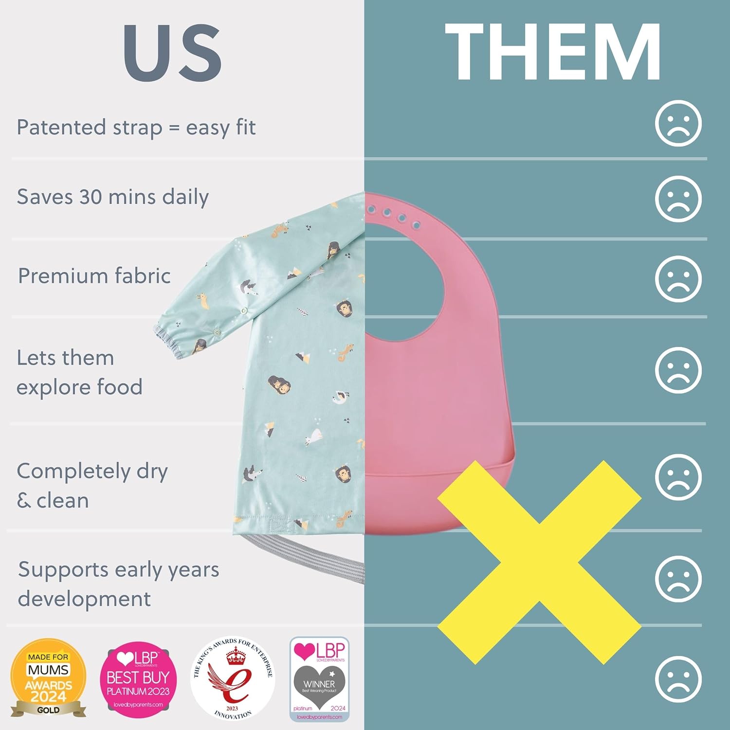 Thumbnail 6 de BIBaDO Long Sleeve Baby Bibs (6–36 months) – Waterproof coverall weaning bib