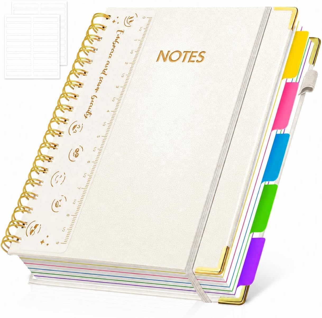 Detalle de RIANEAN 8" x 10" Hardcover Spiral Notebook, 5 Subjects, 300 Pages