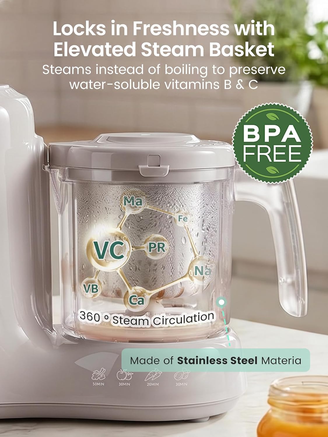 Detalle de Grownsy Baby Food Maker with Stainless Steel Basket