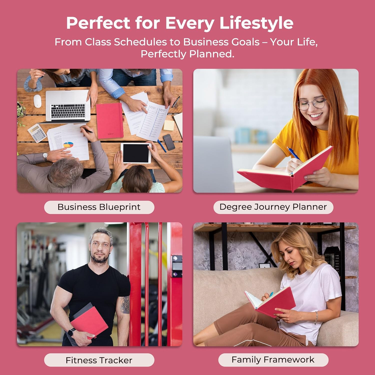 Thumbnail 6 de IN-LUXPRO Academic Diary 2026-2027: A5 Week to View, Rose Red PU Leather