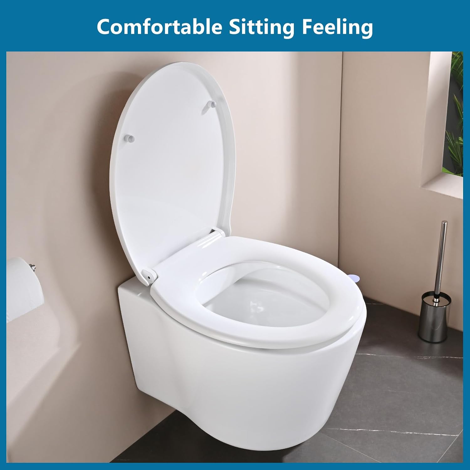 Detalle 1 de SREWOHS PRO Oval Toilet Seat, Soft-Close, Quick-Release, White PP