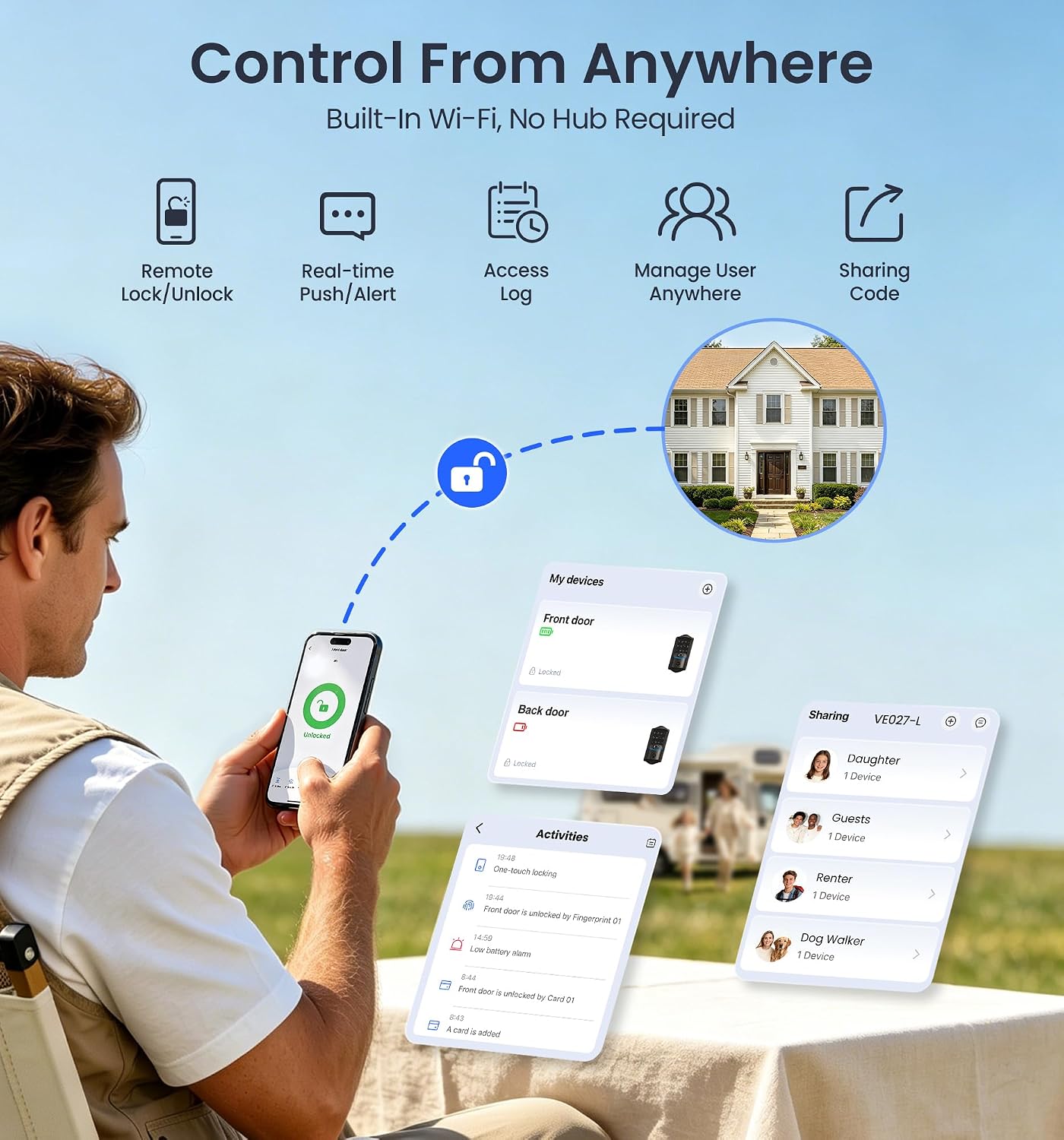 Thumbnail 2 de Veise Wi-Fi Smart Lock with Handles
