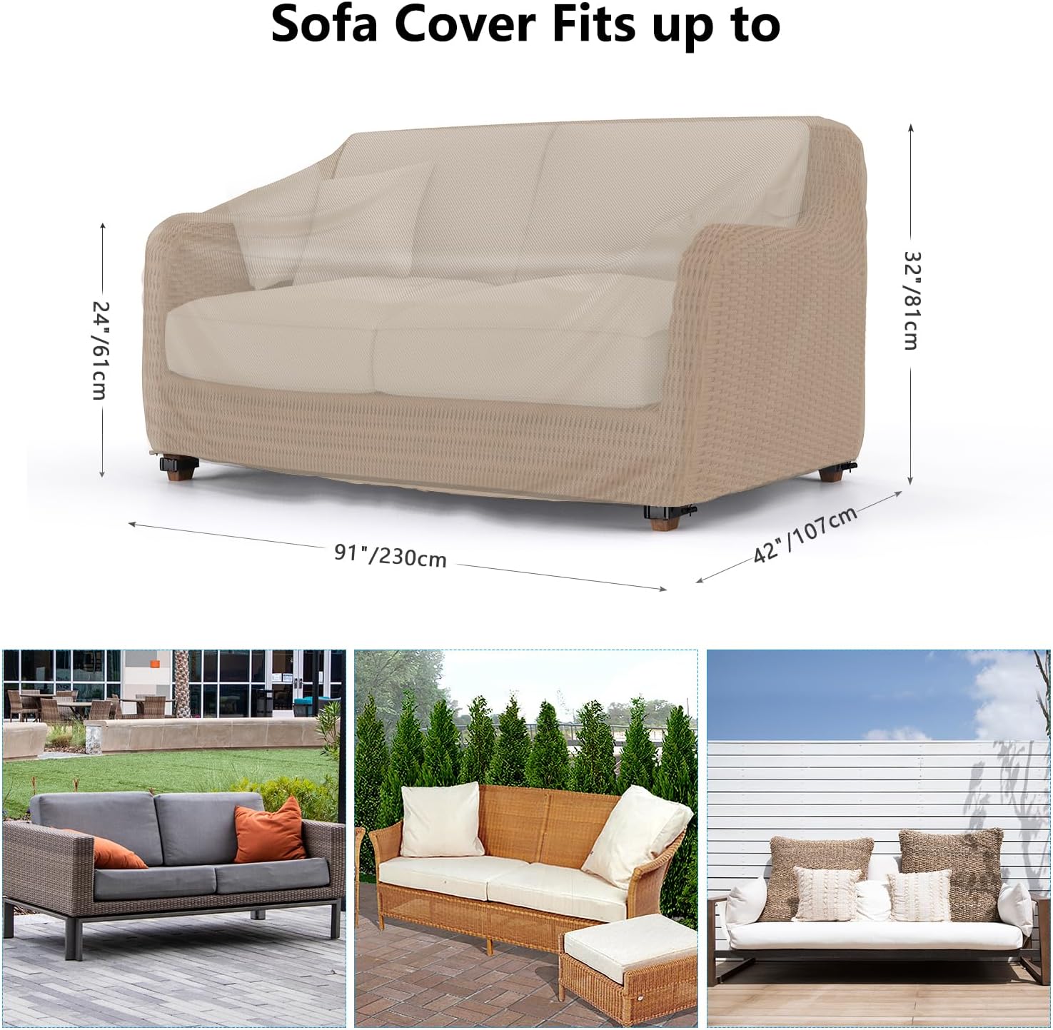 Detalle 2 de Mrrihand Outdoor Sofa Cover 90-inch