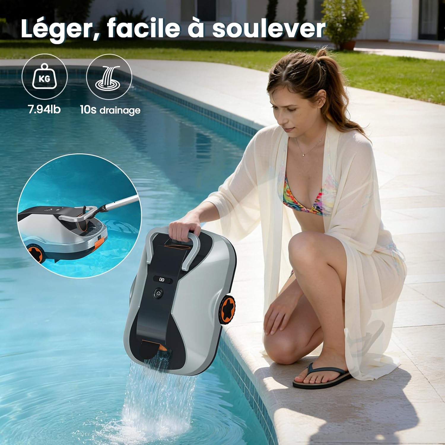 Thumbnail 6 de Robot Piscine sans Fil C1 — Nettoyage autonome jusqu’à 200 minutes pour piscines hors sol et enterrées