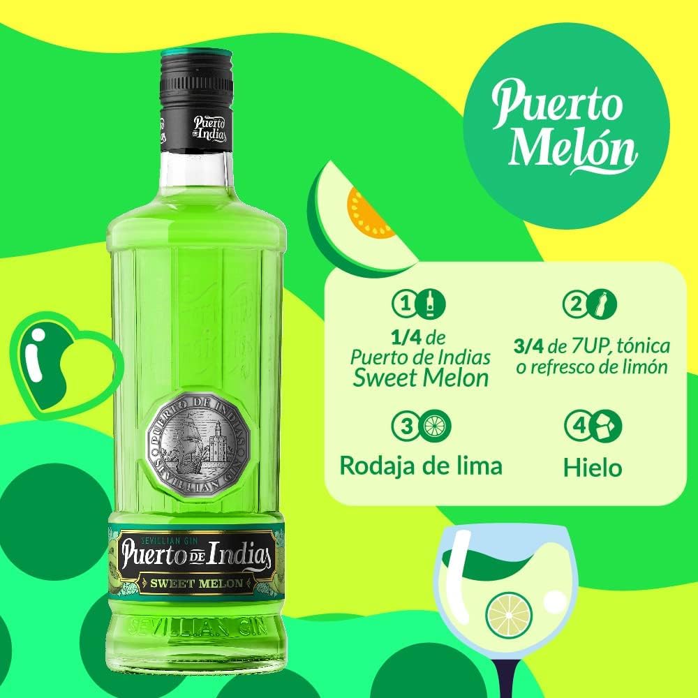 Thumbnail 2 de Puerto de Indias Ginebra de Melón Premium 🍈 70cl 37.5º