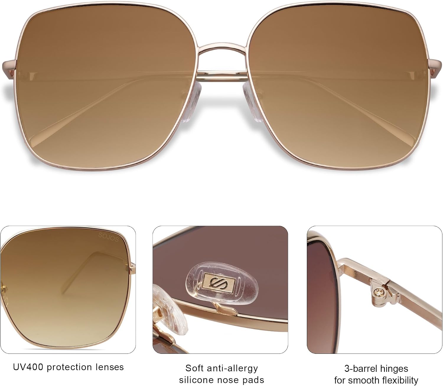 Detalle 2 de SOJOS Oversized Square Sunglasses SJ1146