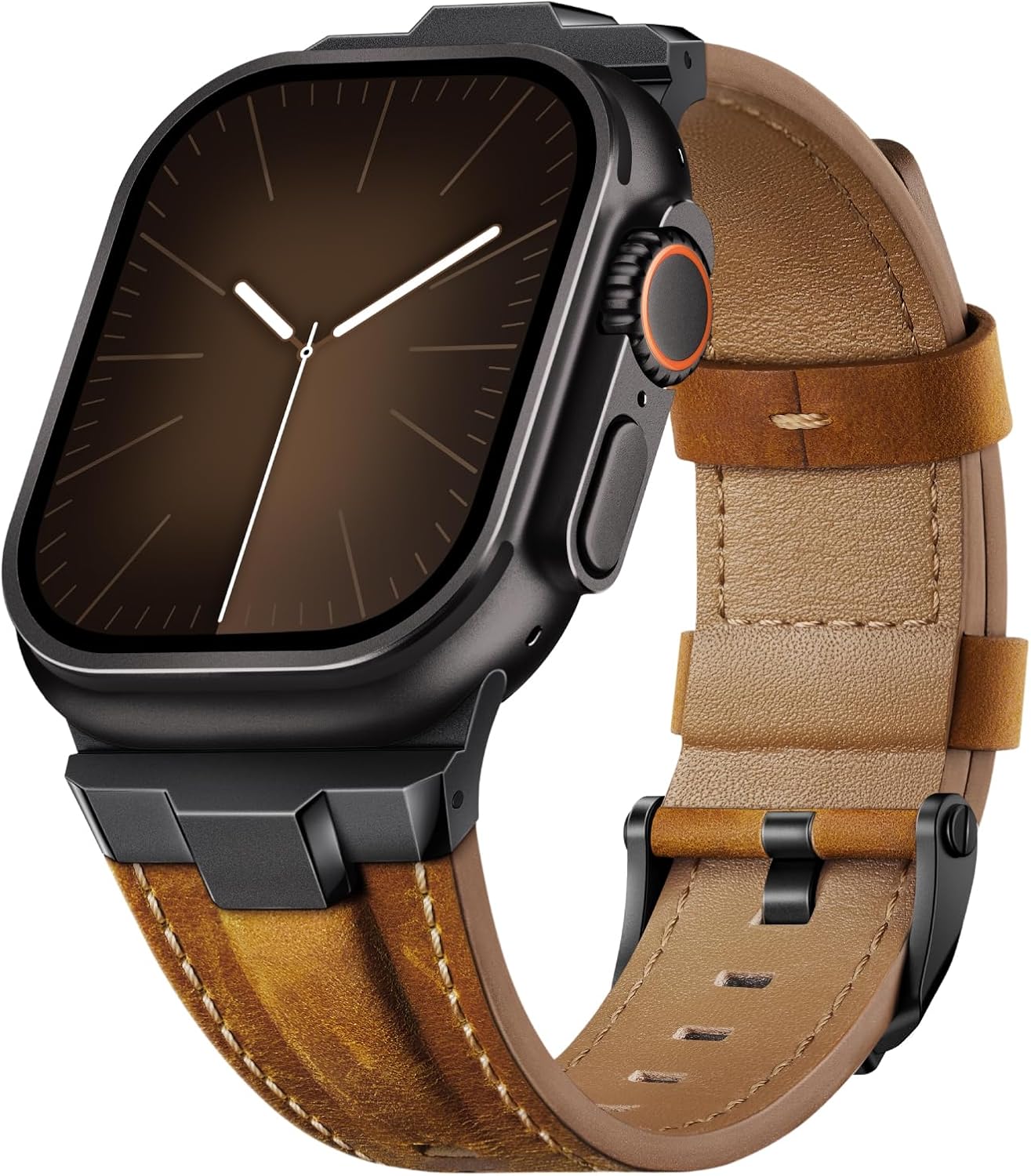 Detalle de Suitisbest Leather Apple Watch Band, Natural Cowhide, Adjustable Fit, Tang Buckle