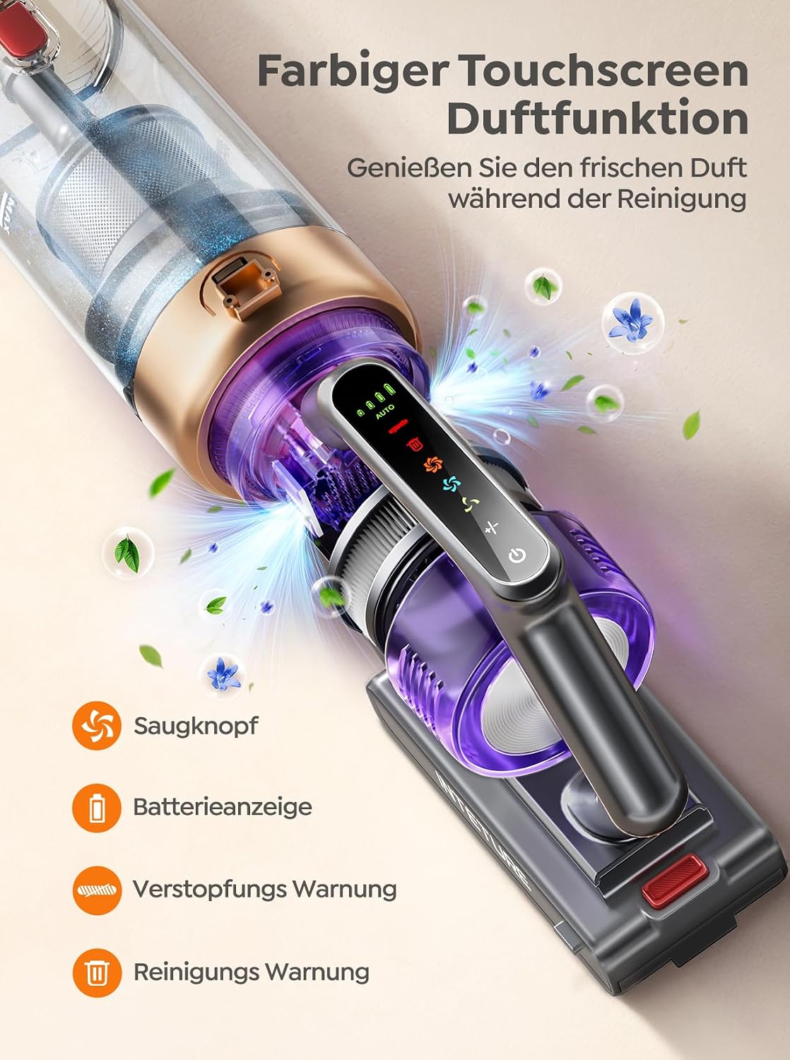 Thumbnail 6 de INTETURE Akku-Staubsauger BP30 mit 50 kPa, 600 W, 65 Min Laufzeit und wandmontierbarer Ladestation (Grünlicht & Touchscreen)