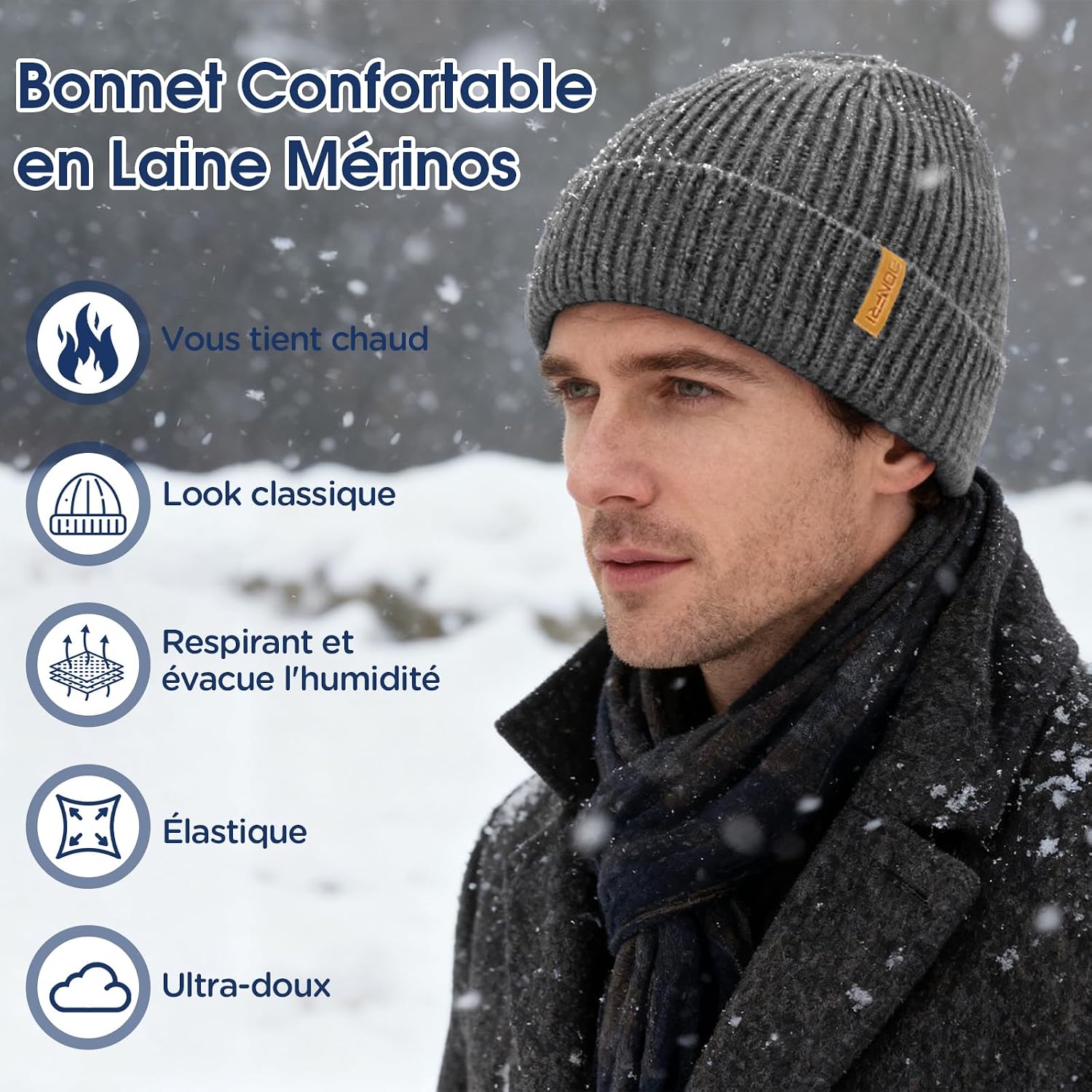 Thumbnail 5 de Donfri Bonnet Homme Laine mérinos très chaud