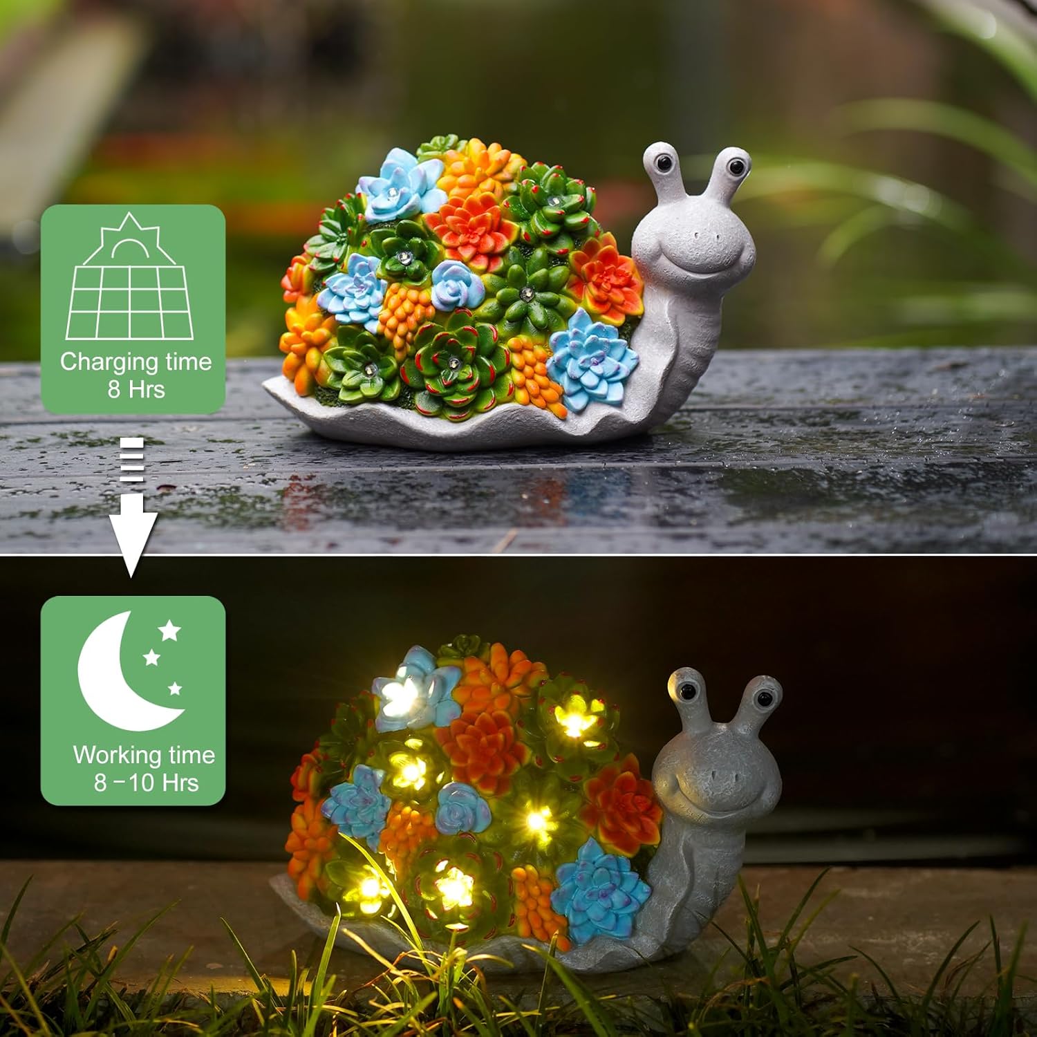 Thumbnail 2 de Yeomoo Schnecken-Deko mit Solarlampen für draußen – lustige Gartenfigur mit wetterfester Resin-Optik