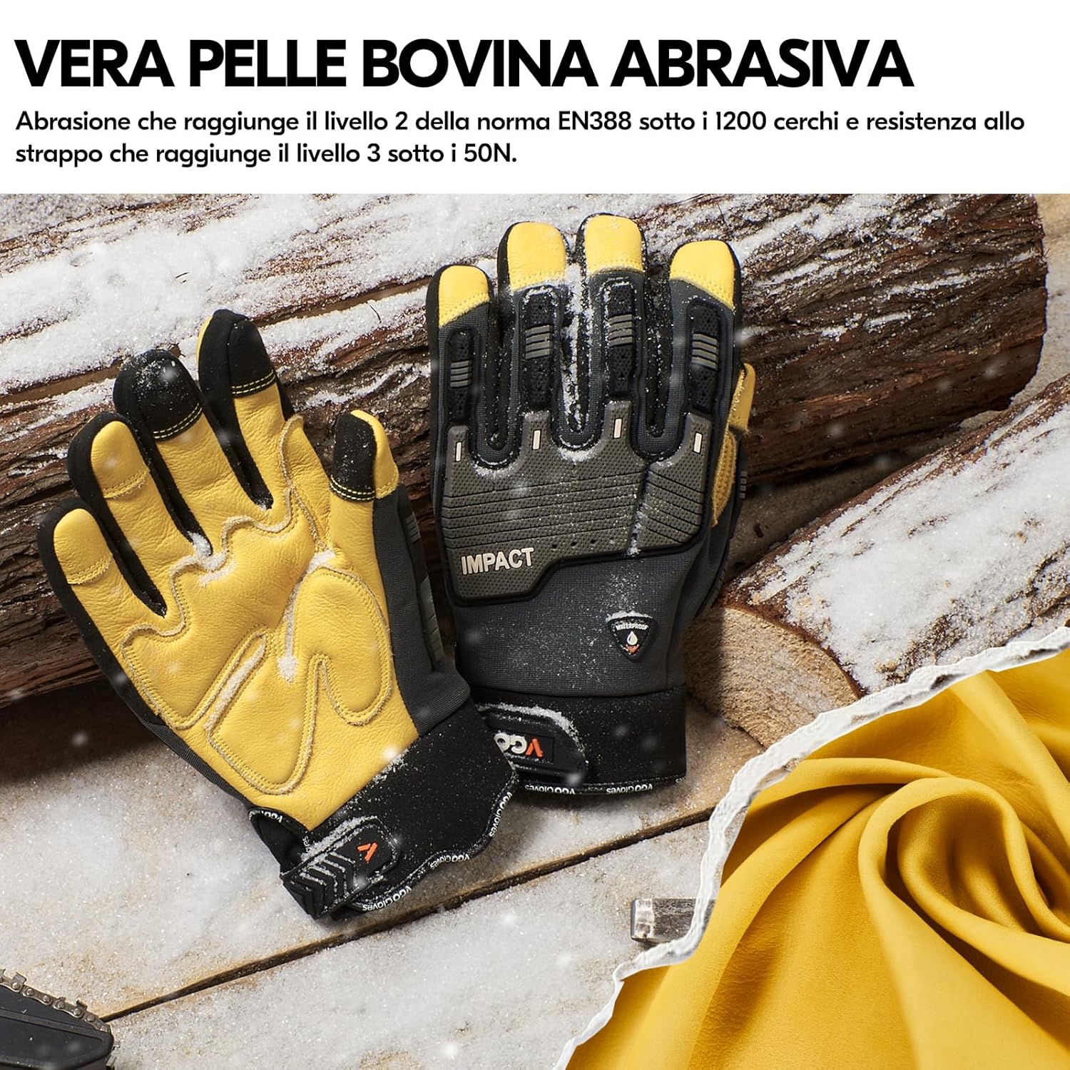 Thumbnail 4 de Guanto antinvernali da lavoro in pelle uomo 0°C/32°F con protezione antiurto e antivibrazione CA7725FLWP