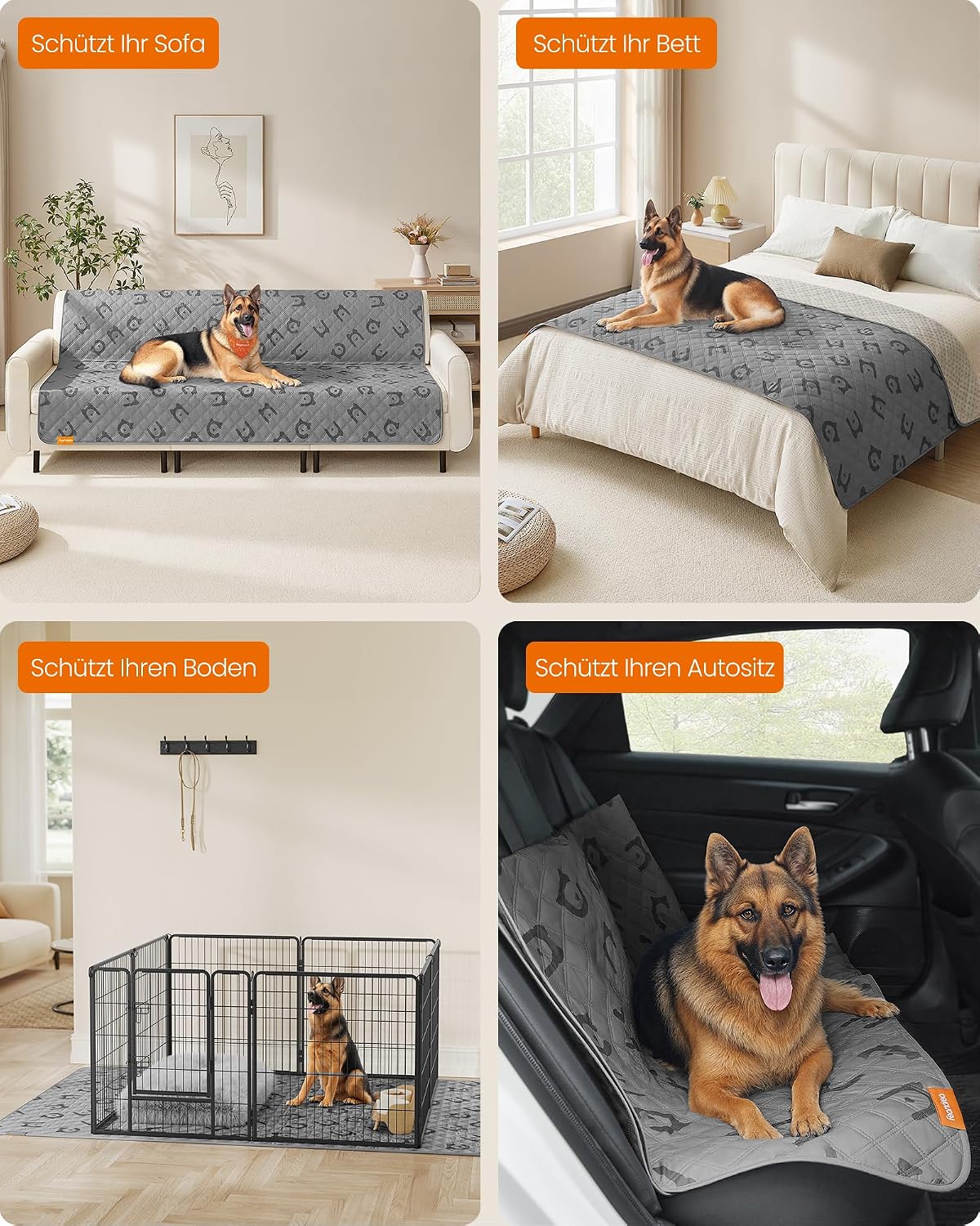 Detalle de Feandrea wasserdichte Hundedecke – 208 × 173 cm, rutschfest, maschinenwaschbar, Taubengrau