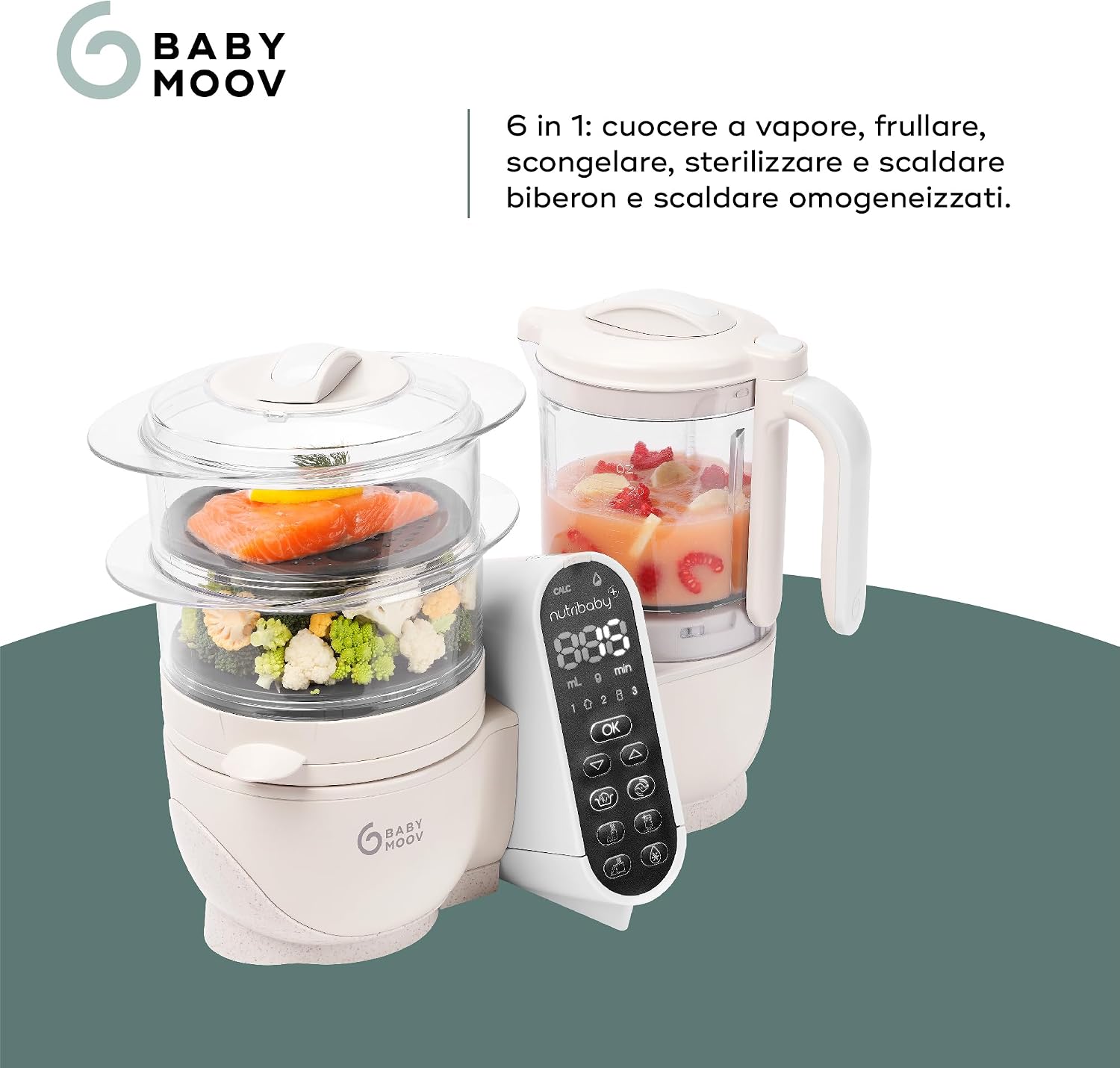 Thumbnail 2 de Babymoov Nutribaby(+) Cuocipappa 6 in 1 – cuocivapore, frullatore e batch cooking, Beige minerale