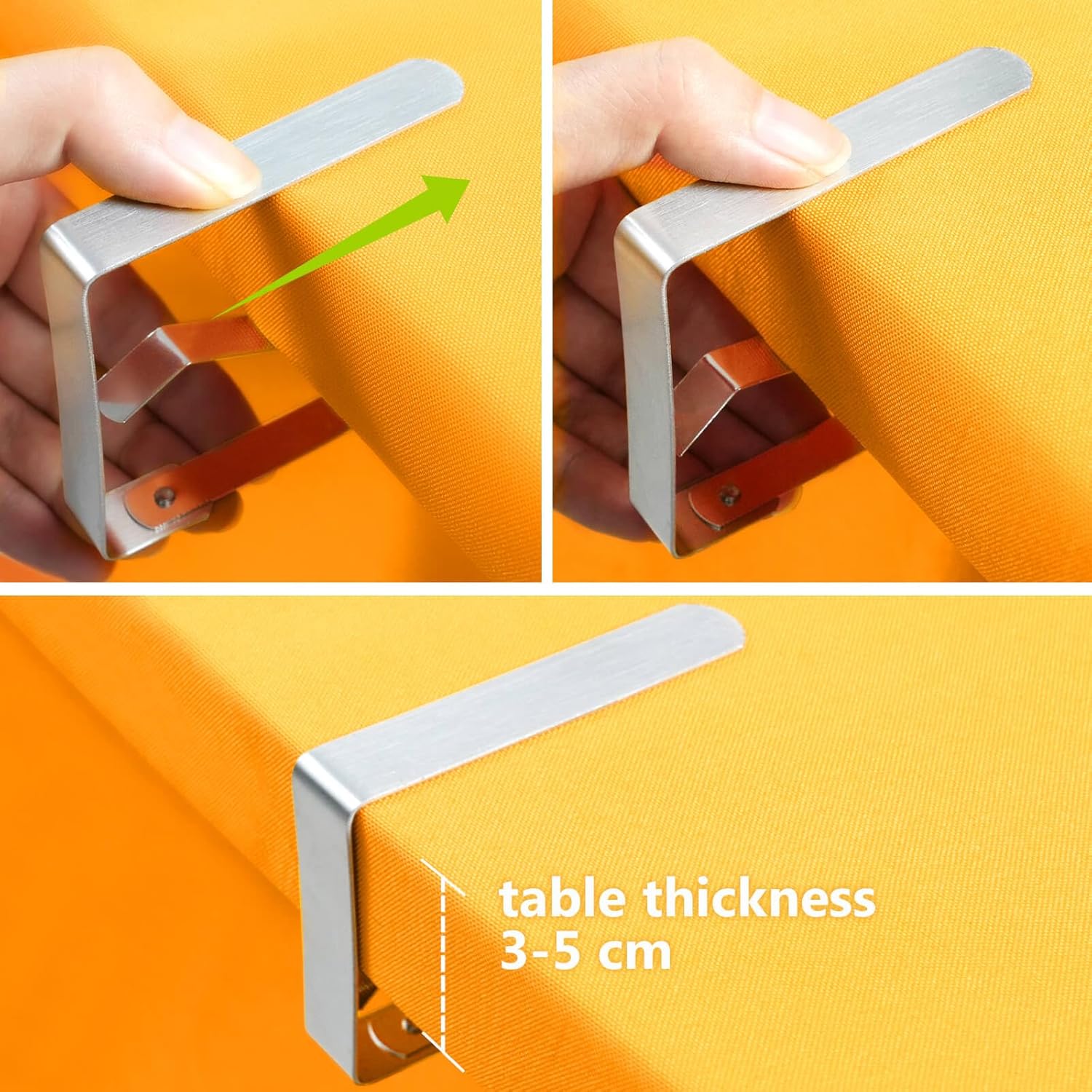 Detalle de Blooven Large Tablecloth Clips 4 Pack: Stainless Steel Table Cover Clamps for Thick Tables