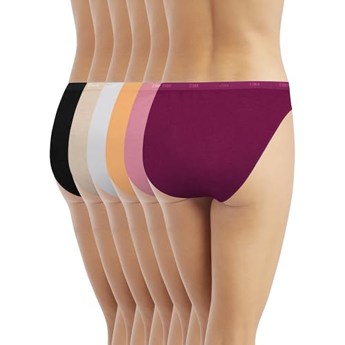 Detalle 1 de Dim Culottes Femme Lot de 6 – Pockets Écodim Coton, Douceur & Confort, Ceinture Invisible, Multicolores