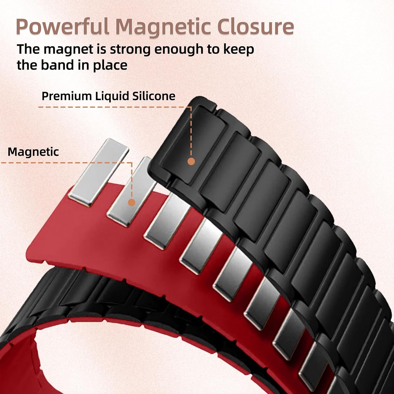 Detalle de RosMank 20mm Silicone Watch Band – Magnetic, Compatible with Amazfit Models and More