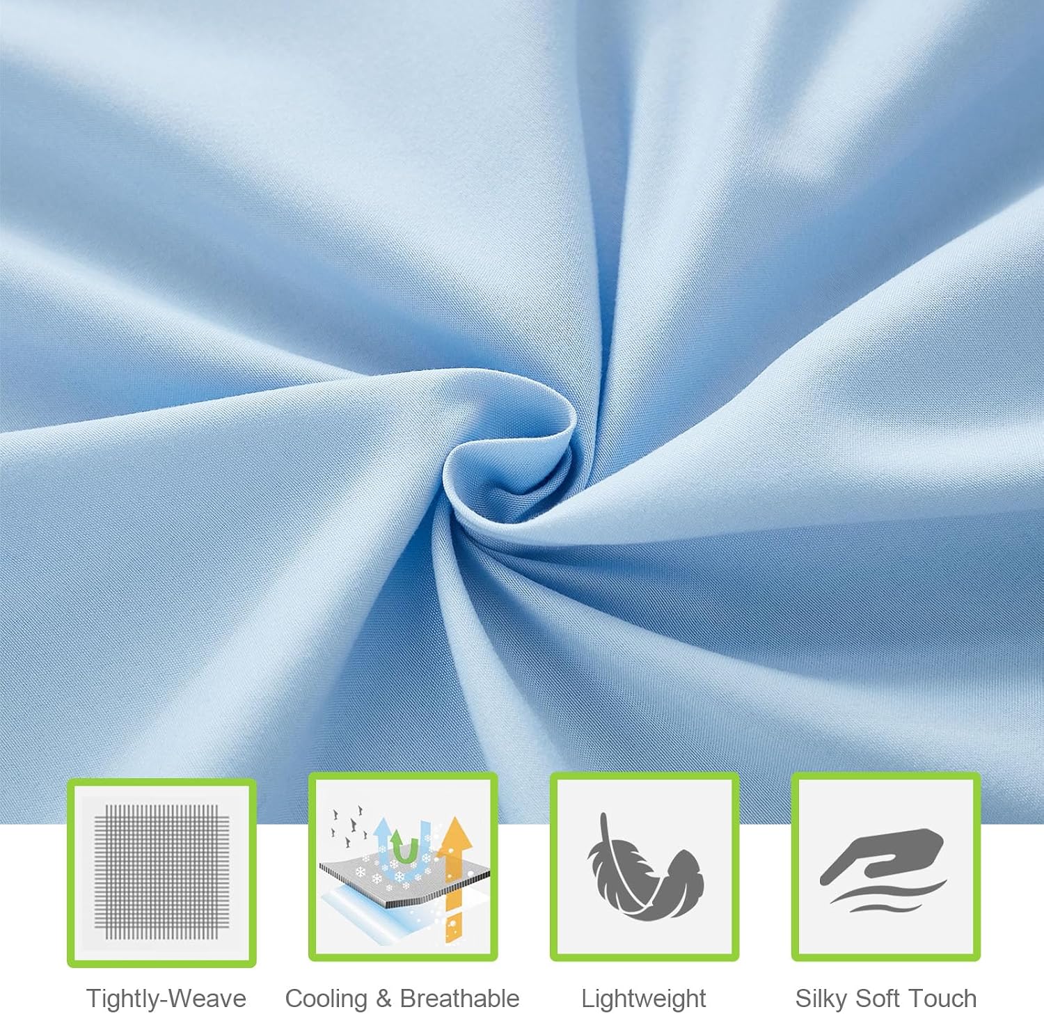 Detalle de ILAVANDE 6-Piece Queen Sheet Set, Baby Blue Microfiber, 14-Inch Deep Pocket