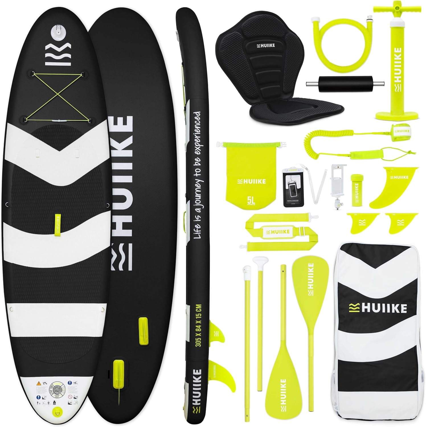 HUIIKE Stand Up Paddling Board mit Zubehör – 305 x 84 x 15 cm, bis 130 kg, inkl. kompletter Ausrüstung