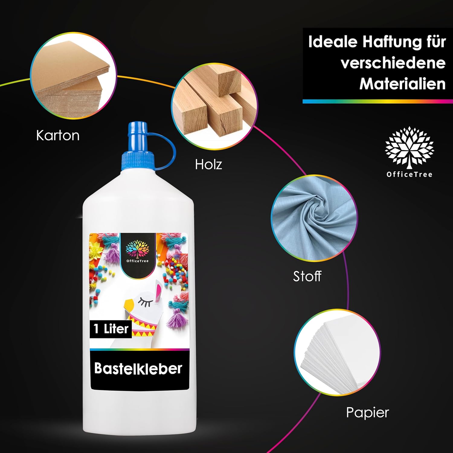 Detalle 1 de Flüssigkleber für Basteln 1 Liter OfficeTree