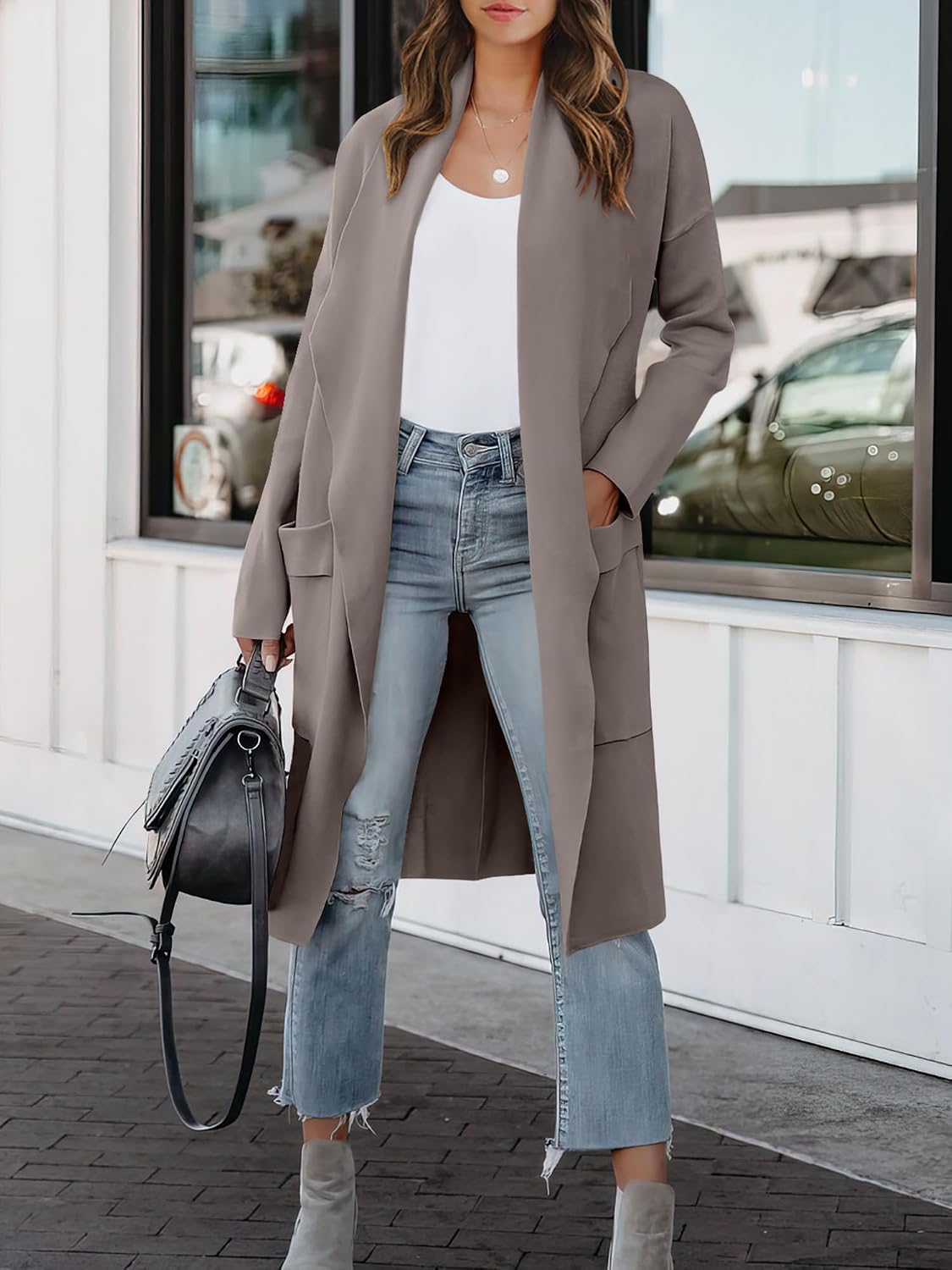 Thumbnail 5 de ANRABESS Women's Long Cardigan Sweater oversized knit coatigan