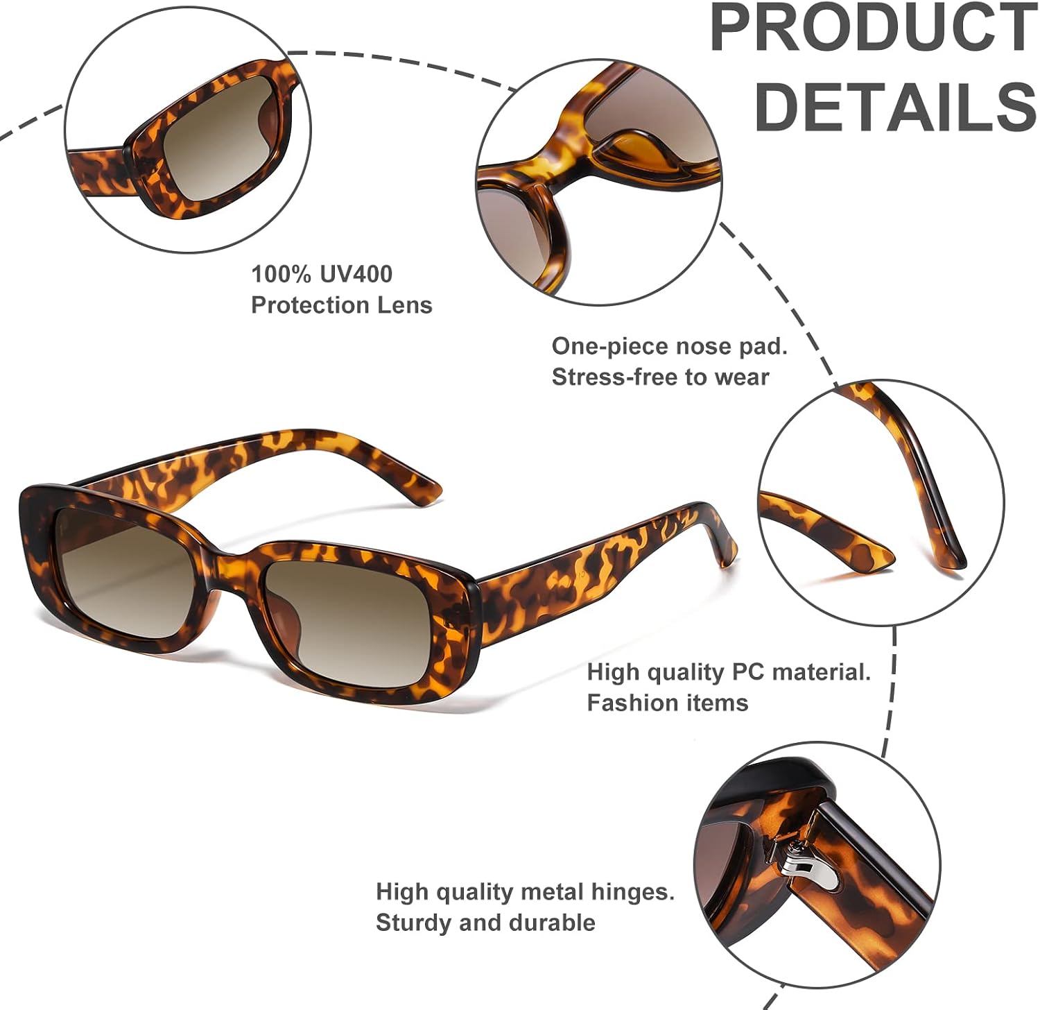 Thumbnail 5 de JASPIN Rectangle Sunglasses for Women and Men, Y2K Style with UV Protection