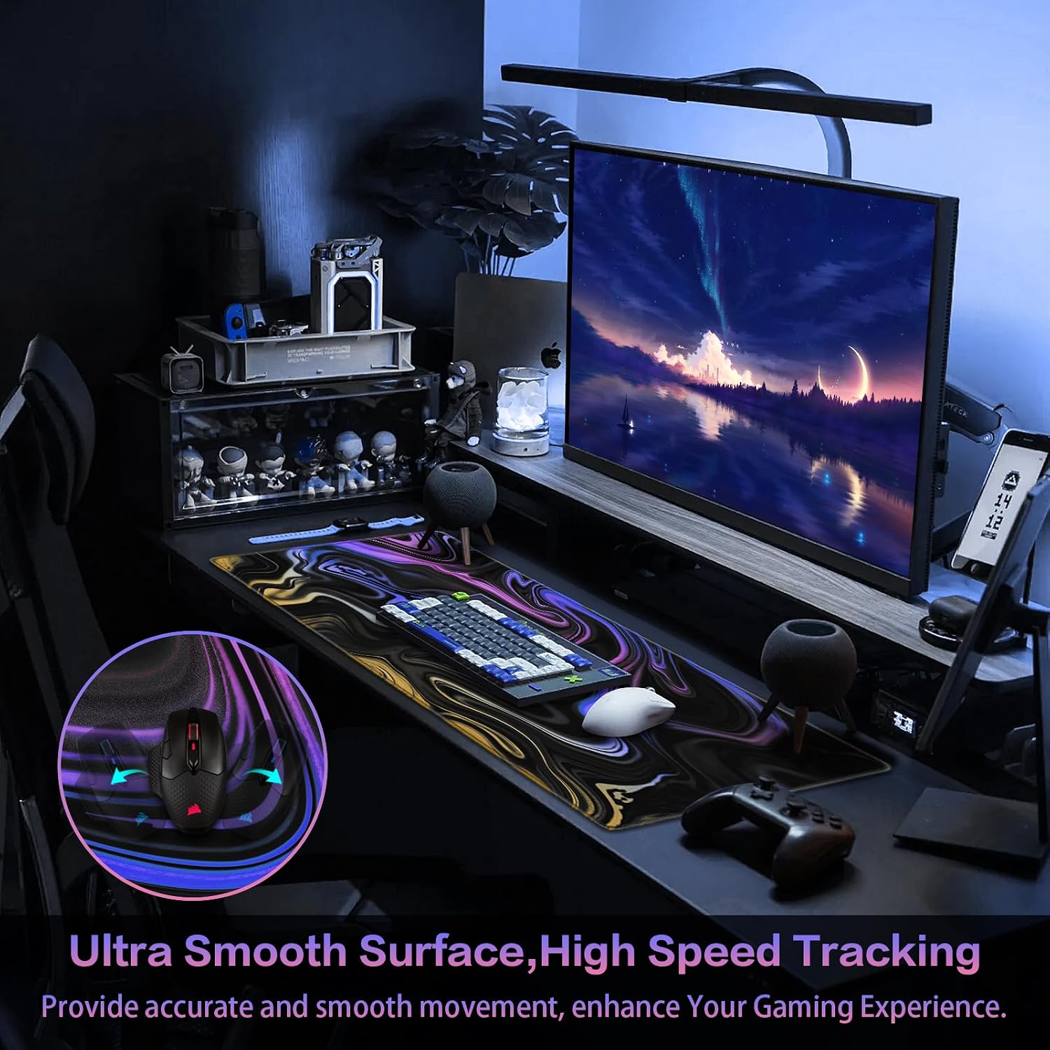 Thumbnail 2 de Canjoy Large Gaming Mouse Pad with Lycra Surface and Non-Slip Base
