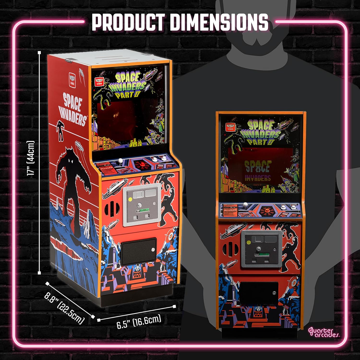 Detalle 2 de Quarter Arcades NS4272 Space Invaders II – drewniana miniaturowa szafka 1/4