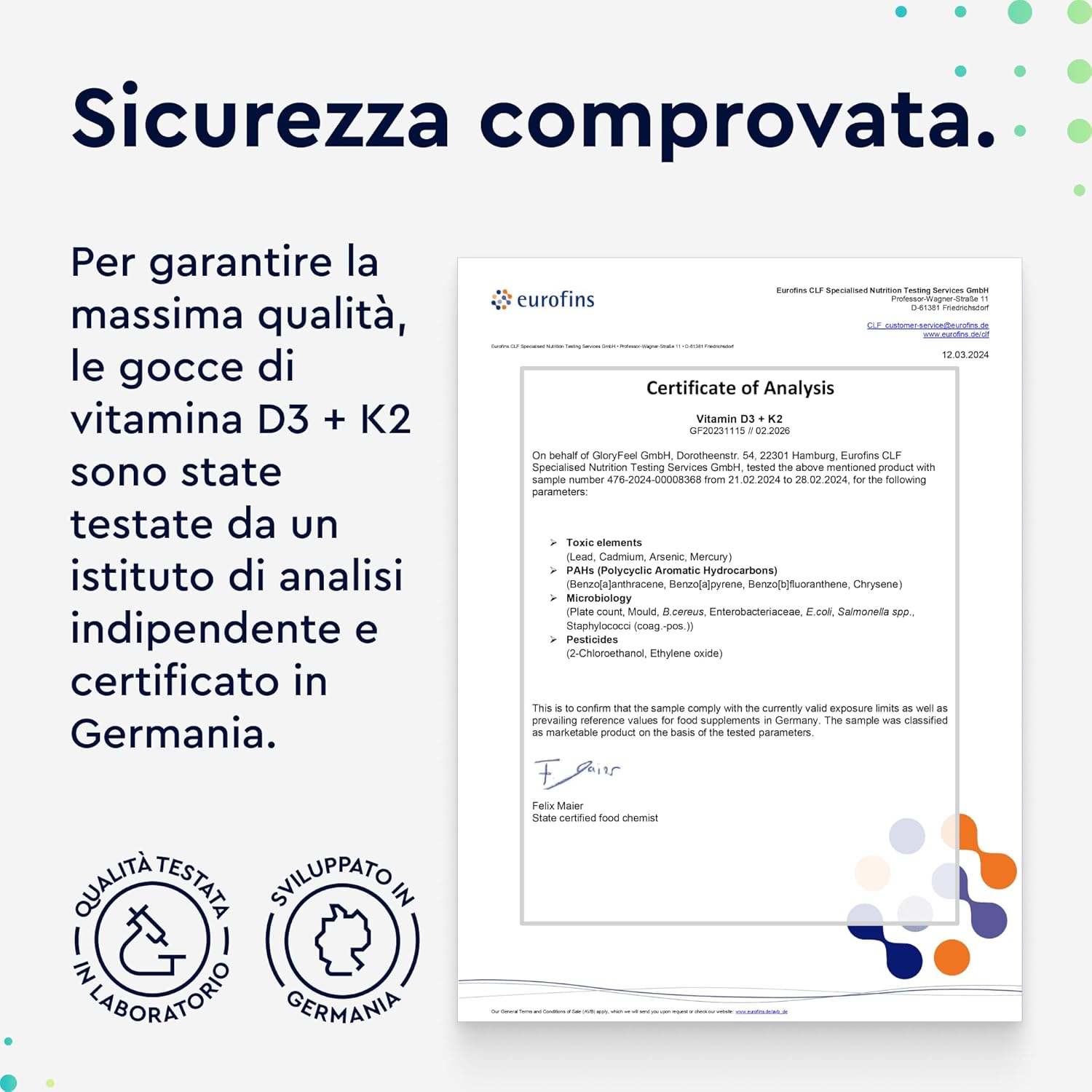 Thumbnail 6 de Vitamina D3 + K2 in Gocce Gloryfeel 50 ml: alta assunzione giornaliera in olio MCT