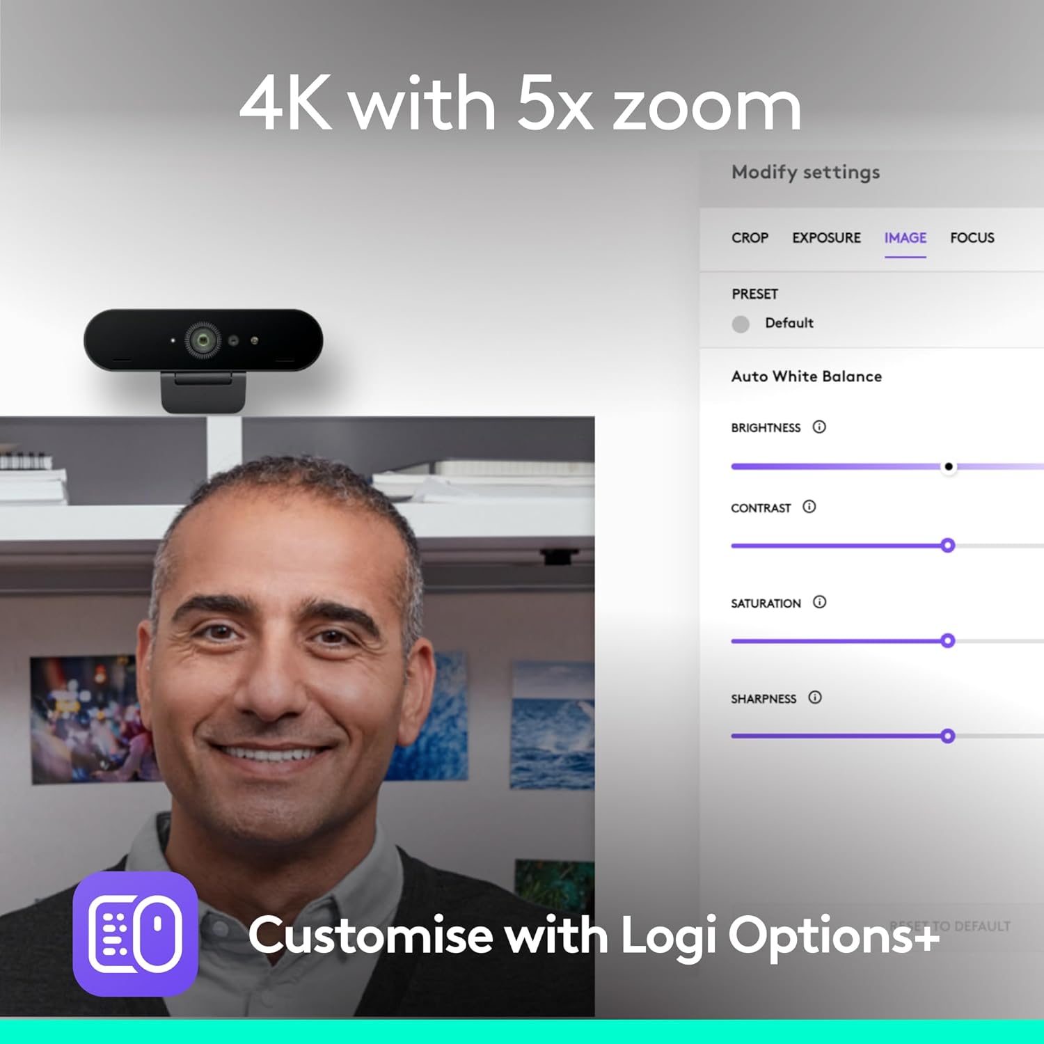 Detalle 2 de Logitech Brio 4K Webcam with noise‑cancelling mic