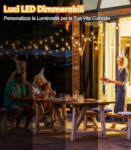 Detalle 2 de Catena luminosa da esterno YRATERVSR 20 m con 27 LED G40, IP44, dimmerabile e timer
