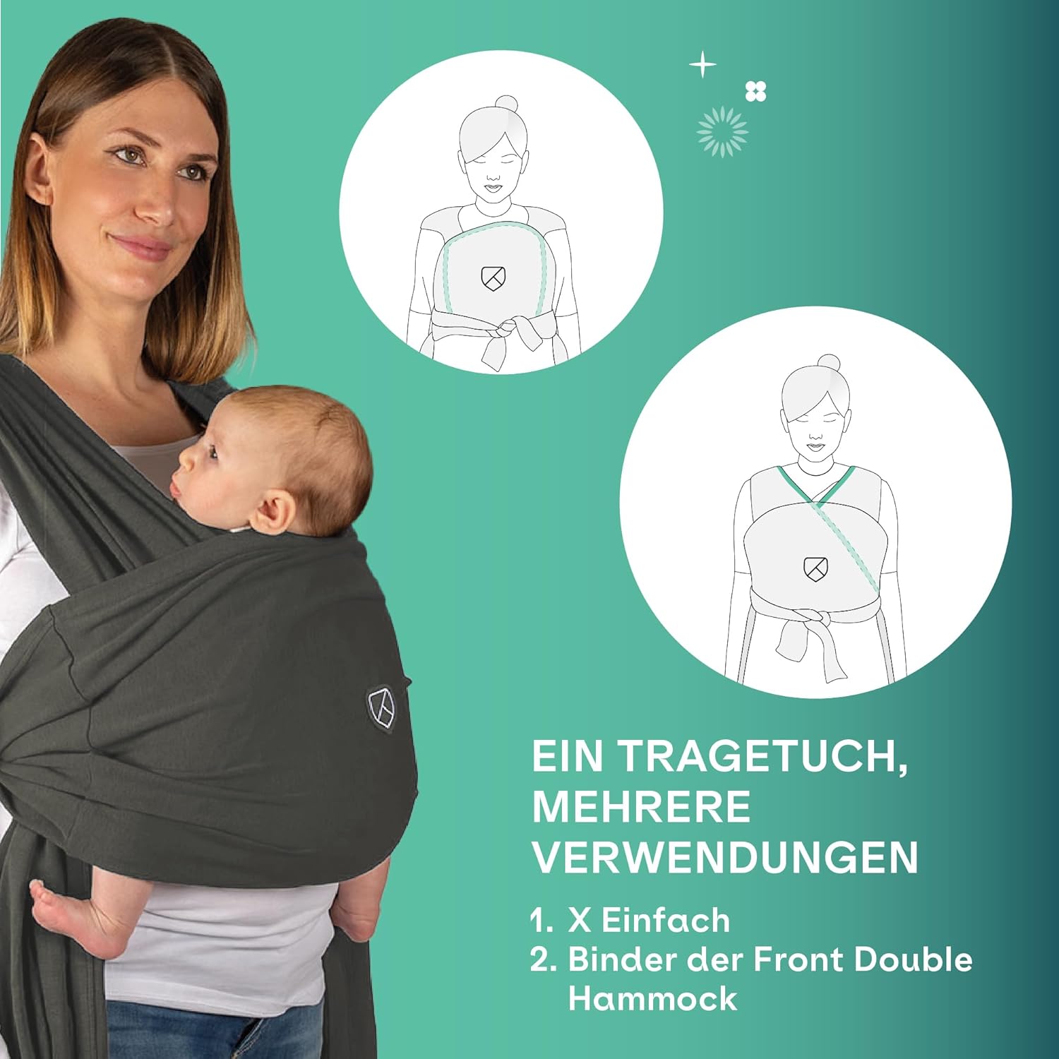 Detalle 2 de Koala Babycare Babytragetuch 2.0 – Einfach anzuziehen, verstellbar und bis 15 kg geeignet