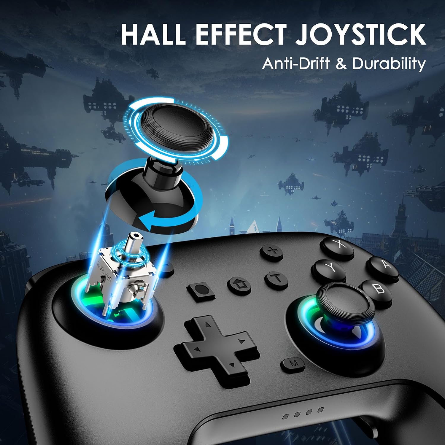 Detalle de JORREP Switch Controllers 2 Pack (RGB) for Nintendo Switch/Switch 2/Lite/OLED — Wireless Pro Controller with Turbo, Screenshot & 6-Axis Gyro
