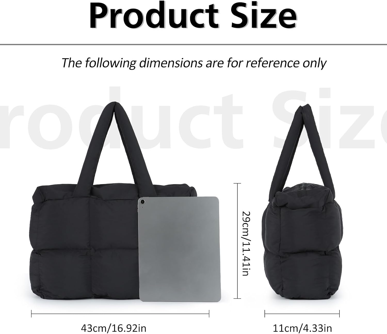 Detalle de Jywmsc Puffer Tote Bag for Women — Large Quilted, Lightweight Nylon Handbag