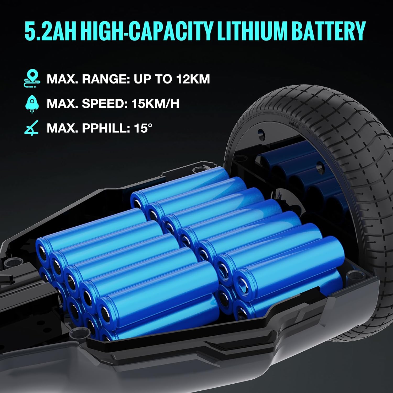 Thumbnail 2 de EVERCROSS EV2 Hoverboard mit Sitz – 5,2-Ah Akku, bis 15 km/h, Bluetooth Music & 7-Farben LED