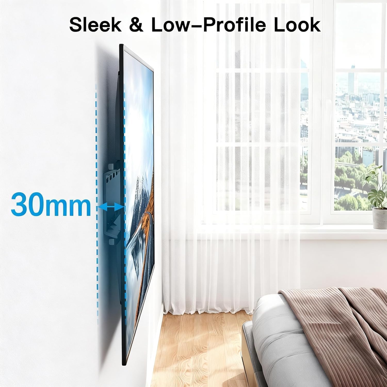 Detalle de PERLESMITH TV Wall Bracket for 26-65 Inch Flat & Curved TVs up to 52 kg