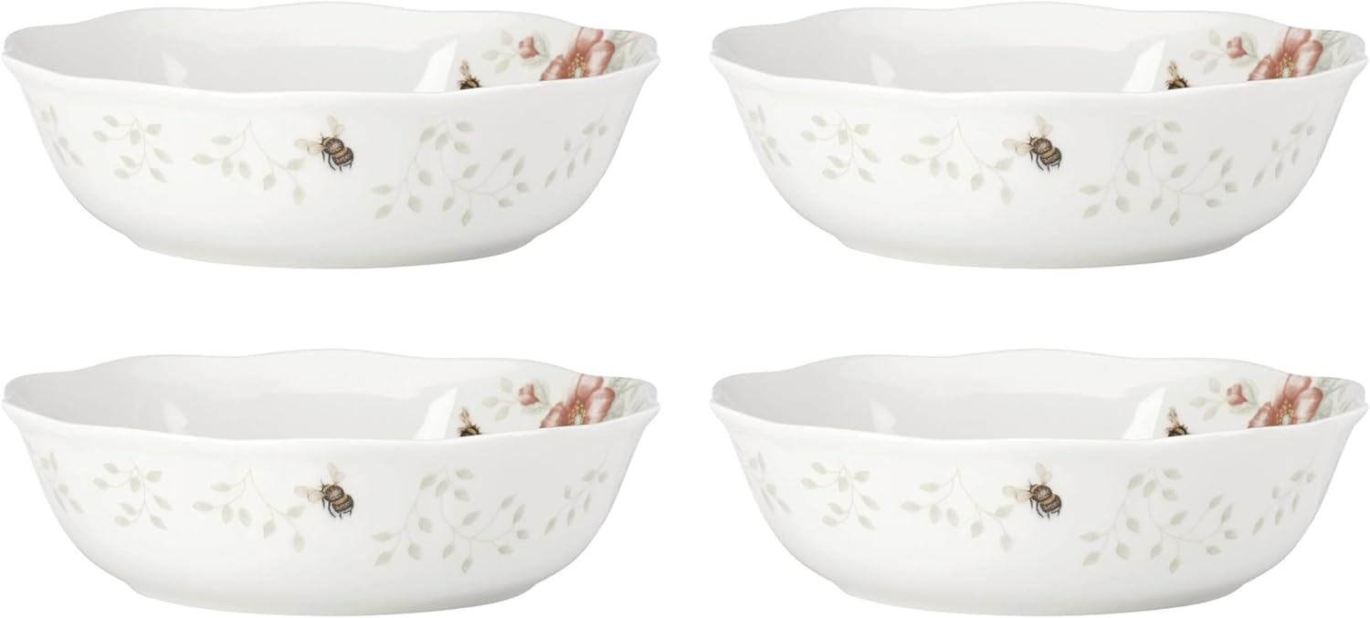 Detalle 2 de Lenox Butterfly Meadow 24-Piece Bowl Set for 6 — Elegant Porcelain, Microwave & Dishwasher Safe