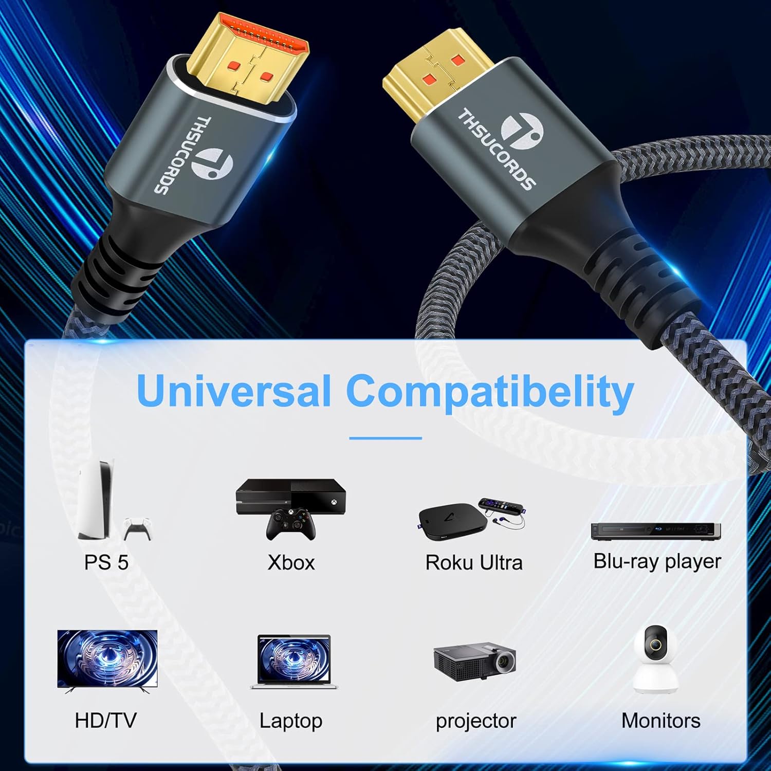 Thumbnail 1 de Thsucords Cable HDMI 8K 4K 1M HDMI 2.1