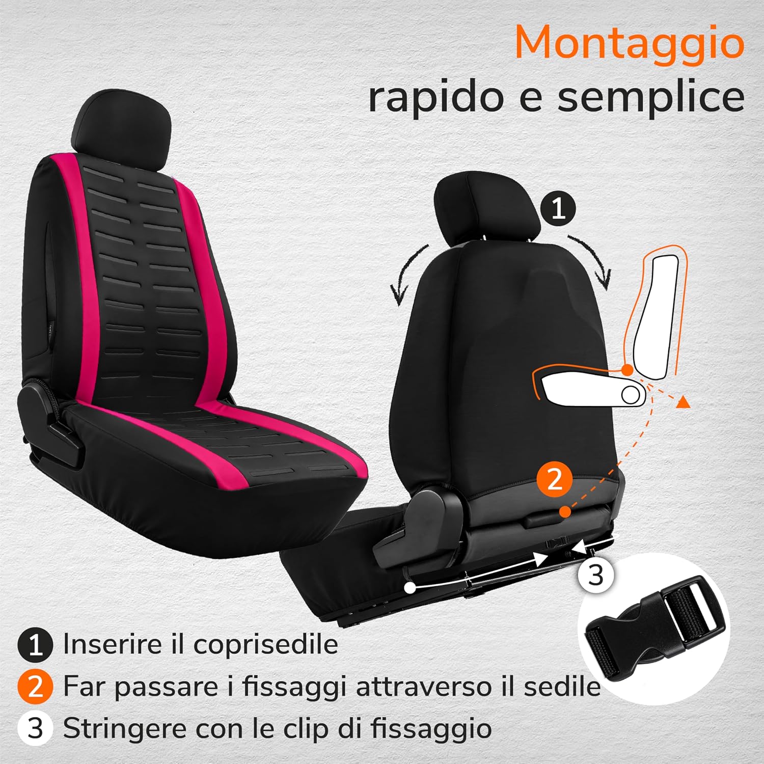 Thumbnail 6 de Upgrade4cars Coprisedili Anteriore Rosa set 4 pezzi
