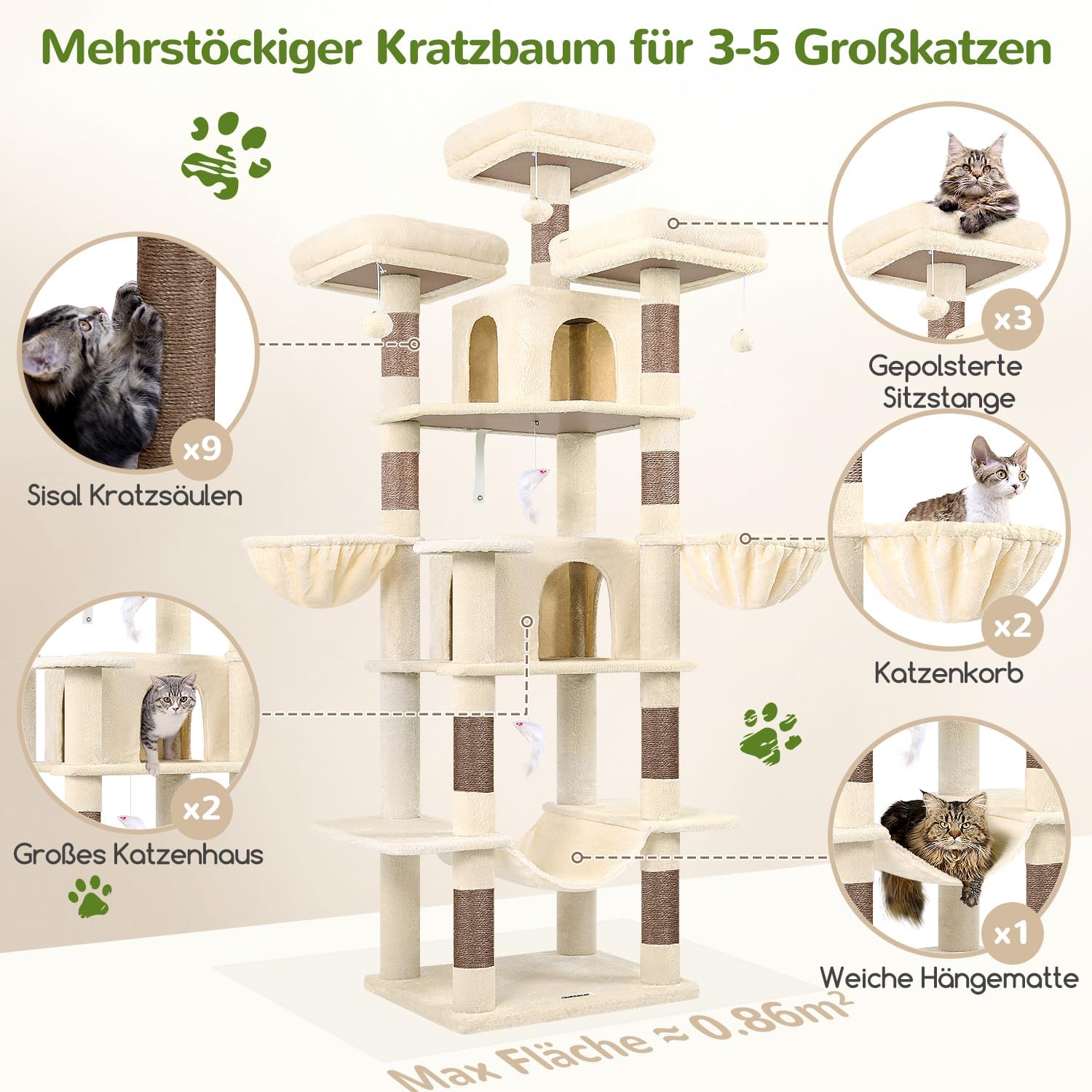 Thumbnail 2 de Globlazer Kratzbaum XXL 204 cm Beige