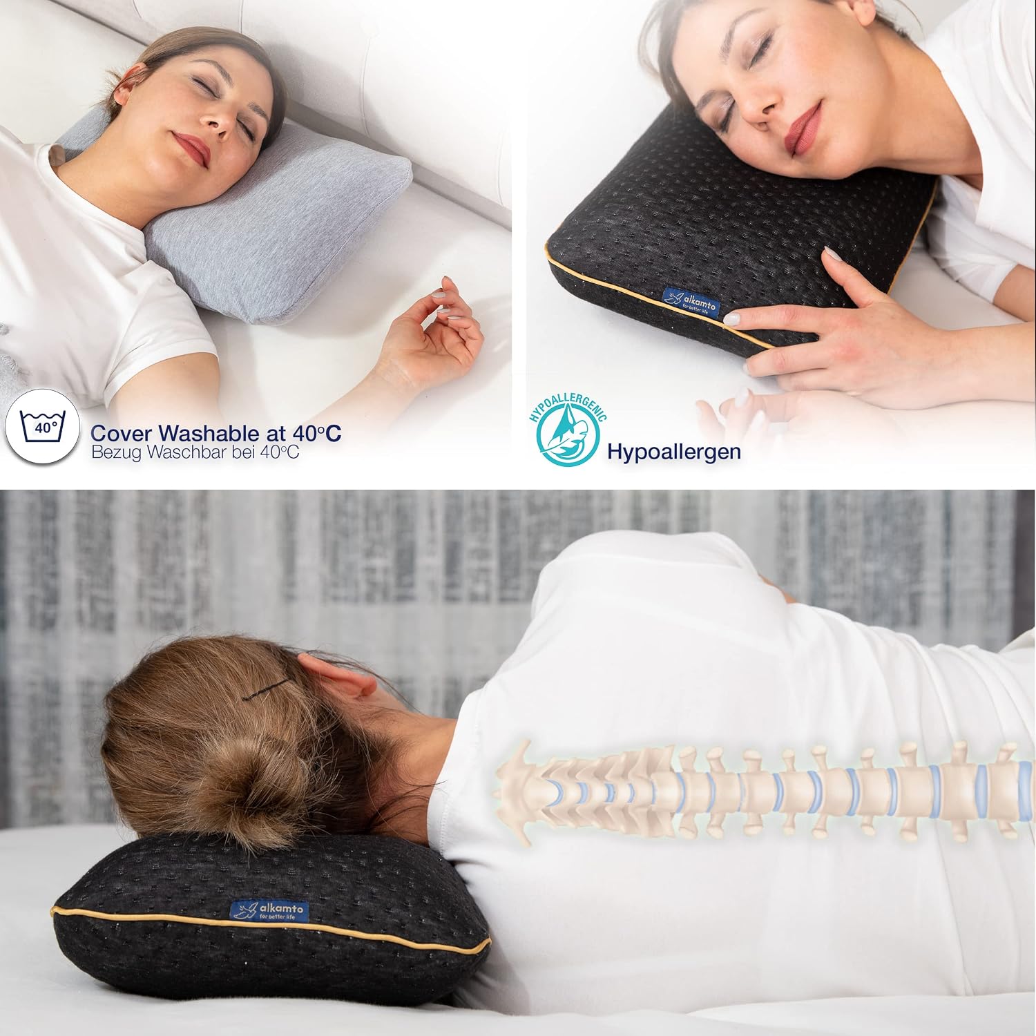 Thumbnail 5 de alkamto Travel Pillow – Ergonomic Memory Foam Neck Support with Thermoregulating Cover