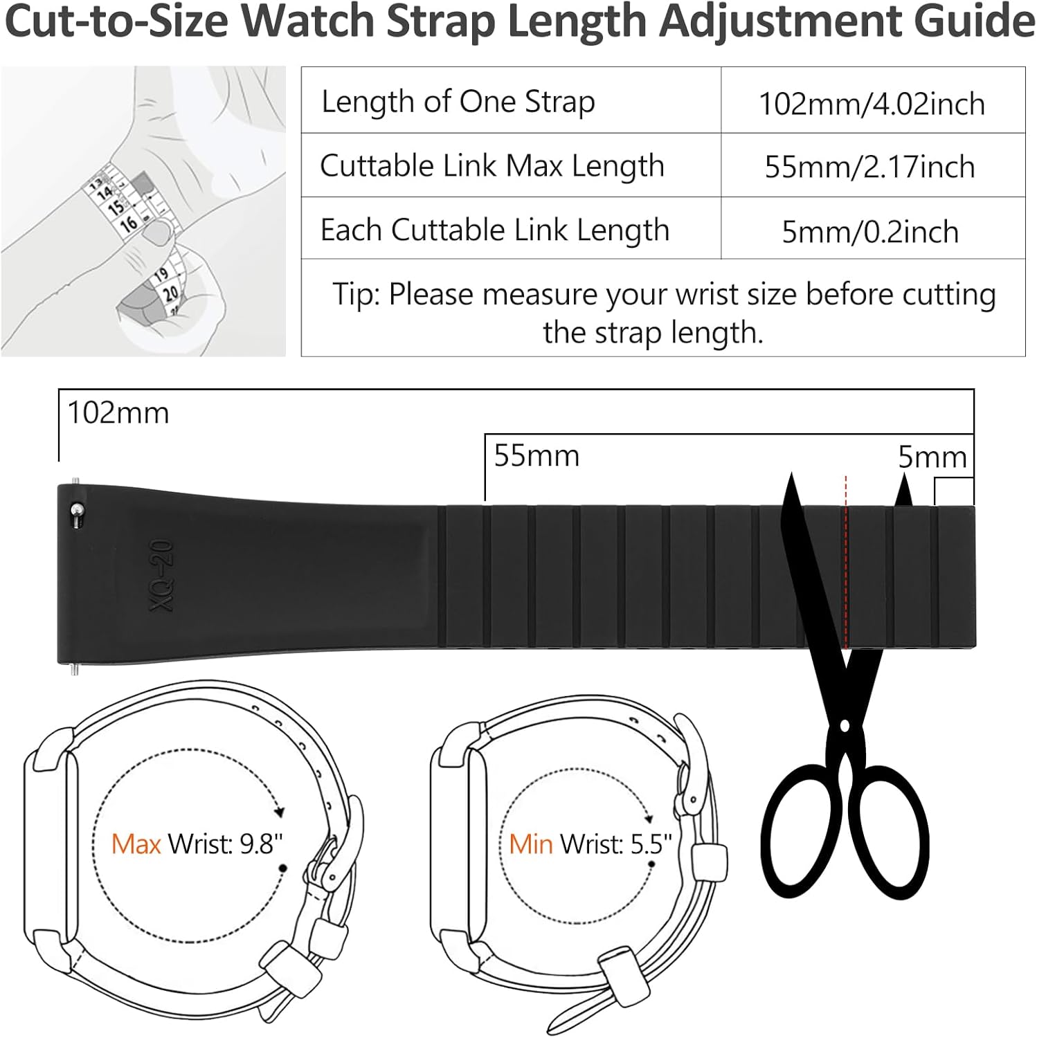 Thumbnail 3 de watchdives Fluorkautschuk Uhrenarmband mit Schnellverschluss, zuschneidbar – 18 bis 22 mm