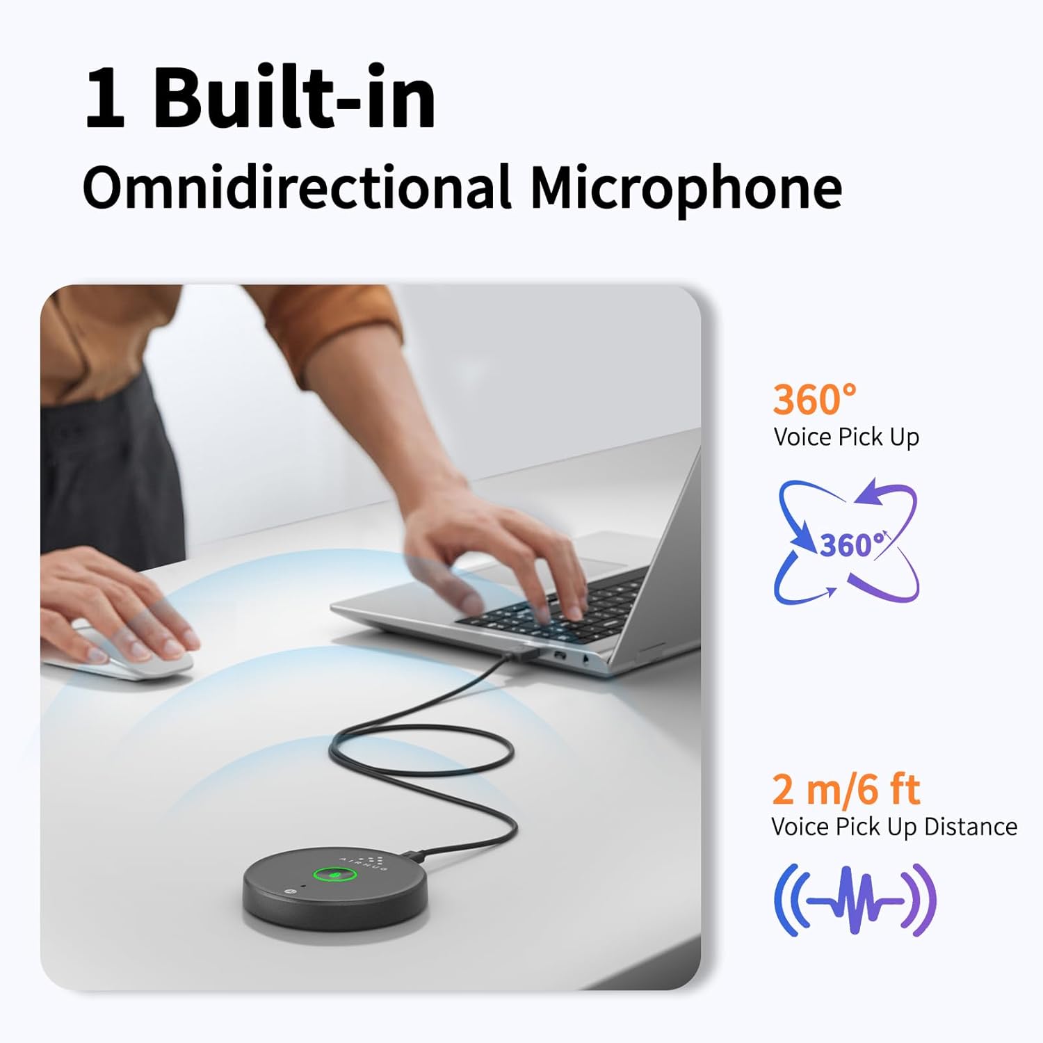 Detalle 2 de AIRHUG USB Microphone Omnidirectional, Plug & Play