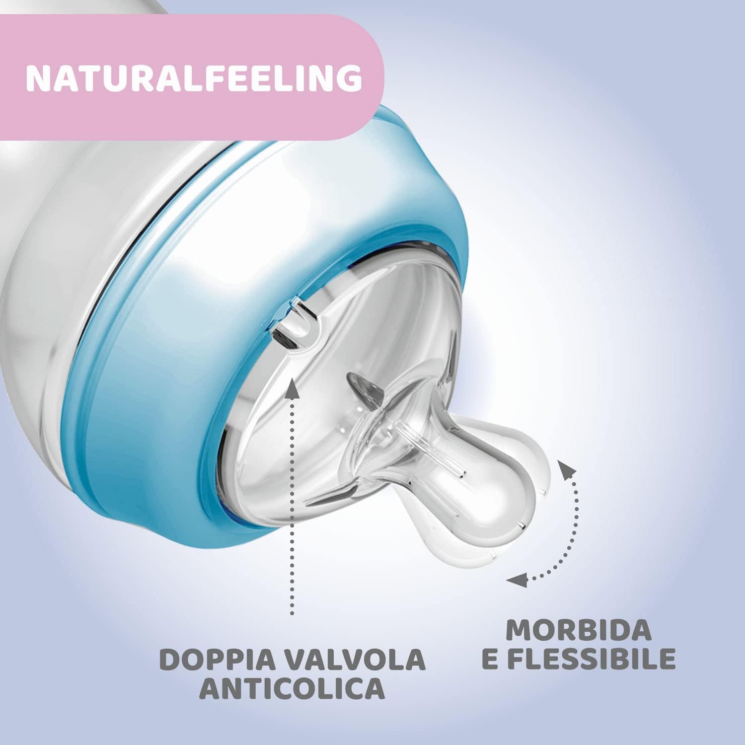 Detalle de Chicco Biberon Anticolica Natural Feeling 330 ml – set 2 pezzi, 6 Mesi+