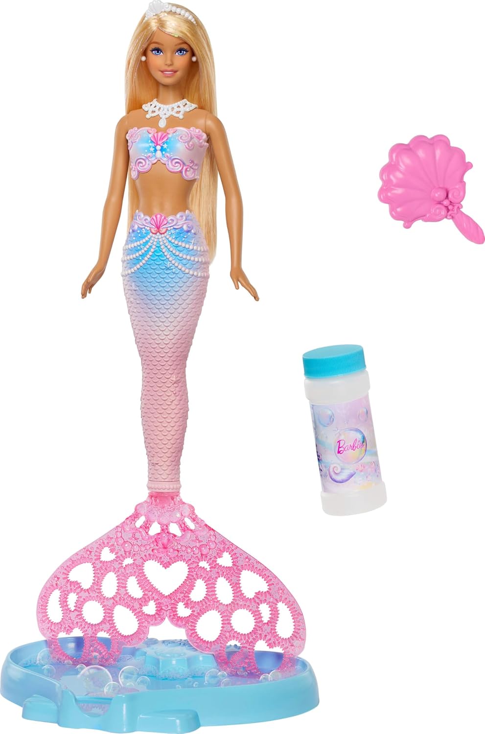 Detalle de Barbie Sirène Étincelante à Bulles avec mèches colorées — une petite gamme magique pour l’imagination aquatic