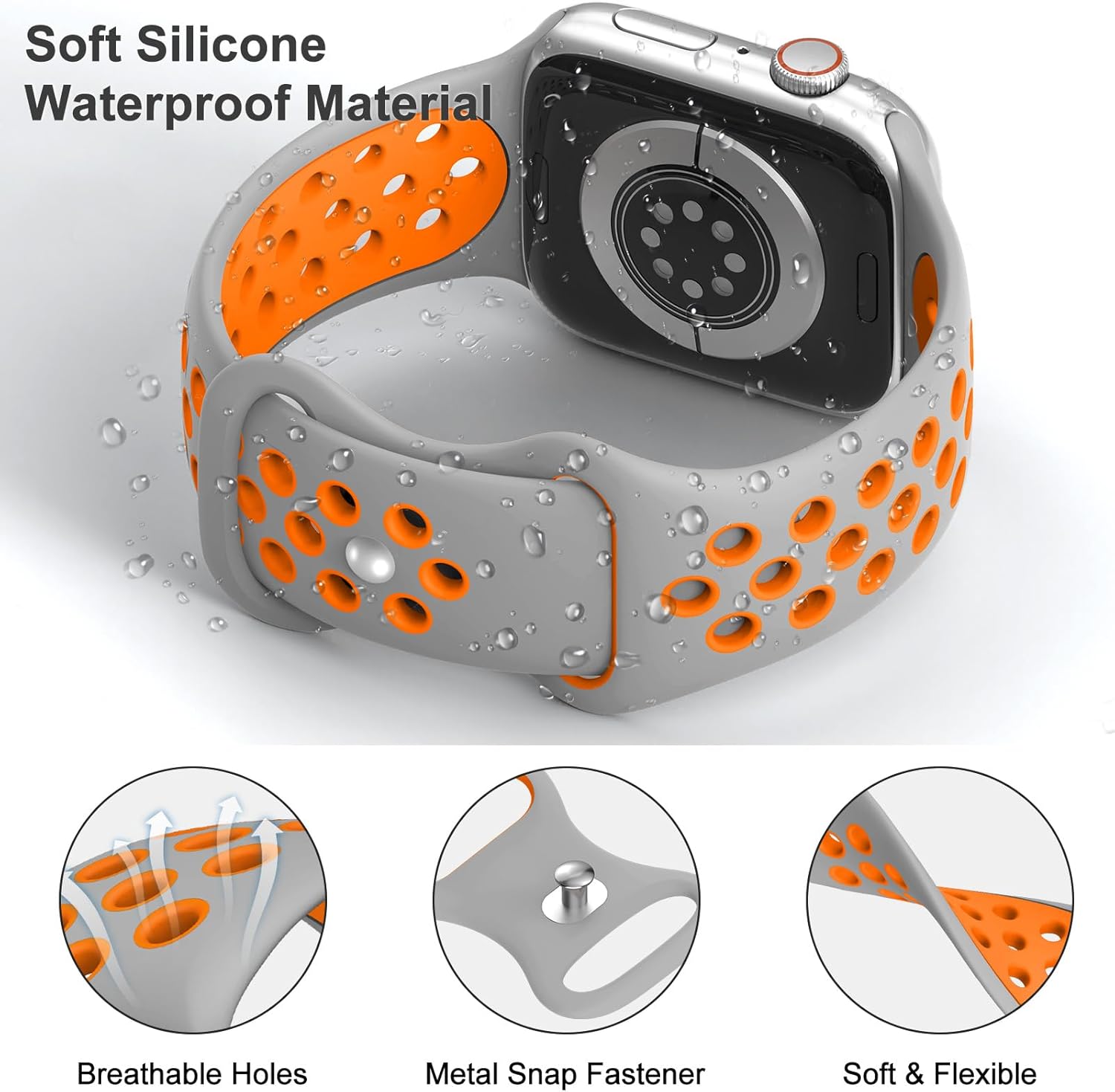 Thumbnail 1 de Yoohoo Sport Strap for Apple Watch — Breathable Dual-Colour, 38–49mm Universal Fit