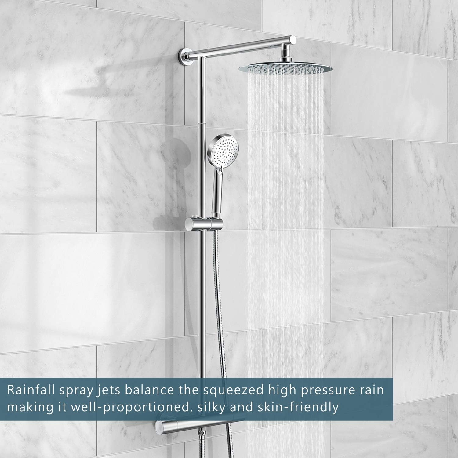 Thumbnail 6 de WOOPHEN 8-Inch High Pressure Rain Shower Head with 304 Stainless Steel and Chrome Finish