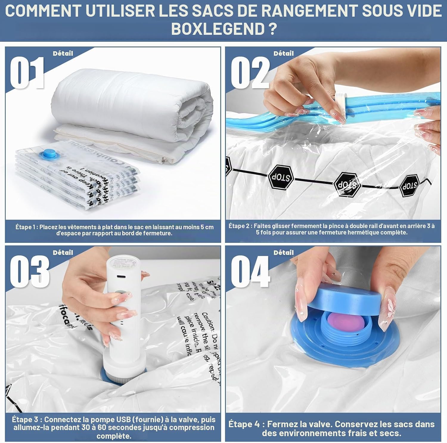 Detalle de BoxLegend Vacuum Storage Bags vacuümzakken, 12 stuks, 100 micron