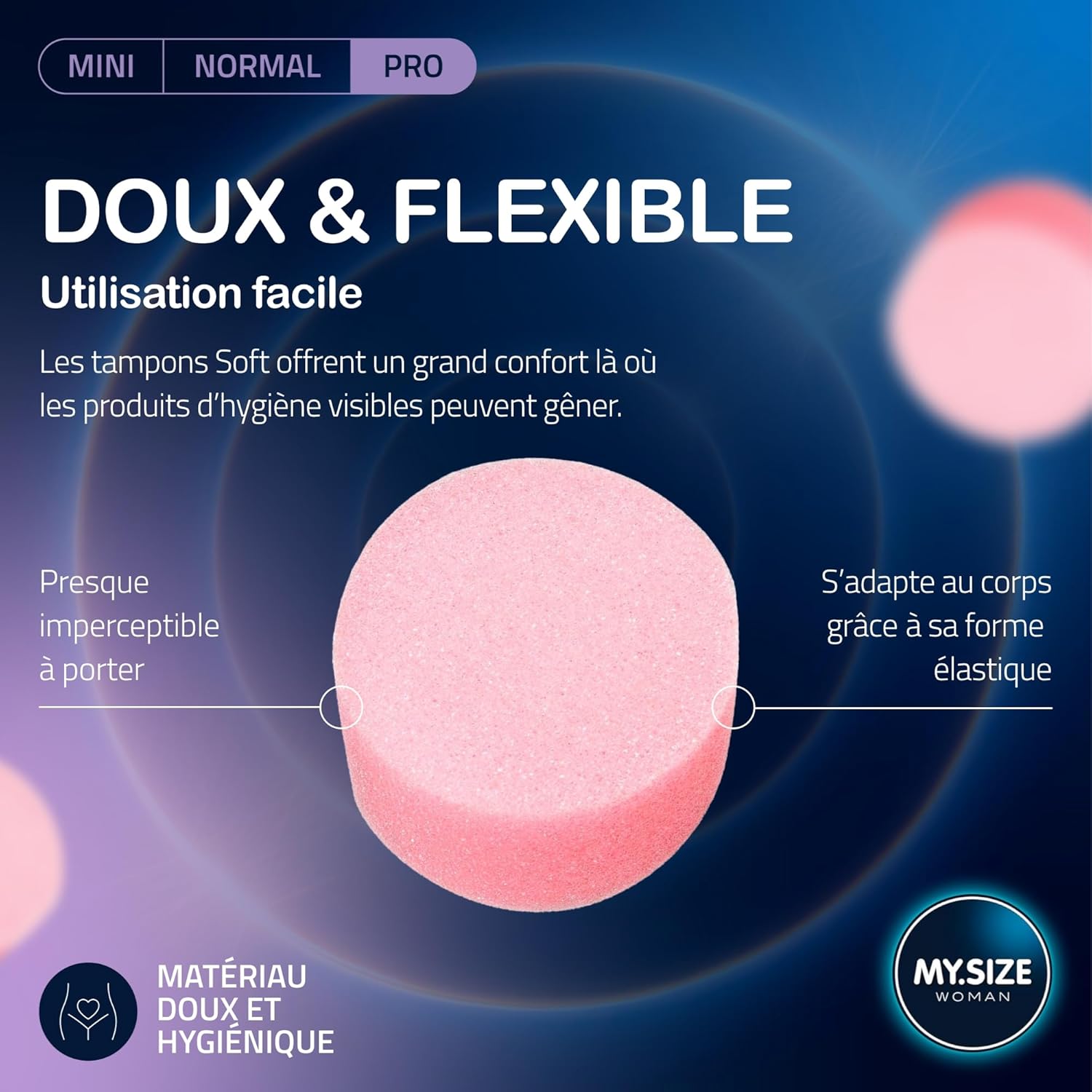 Thumbnail 3 de MY.SIZE Soft Tampons PRO sans ficelle – 20 pièces, confort pour le sport, l’amour et le spa